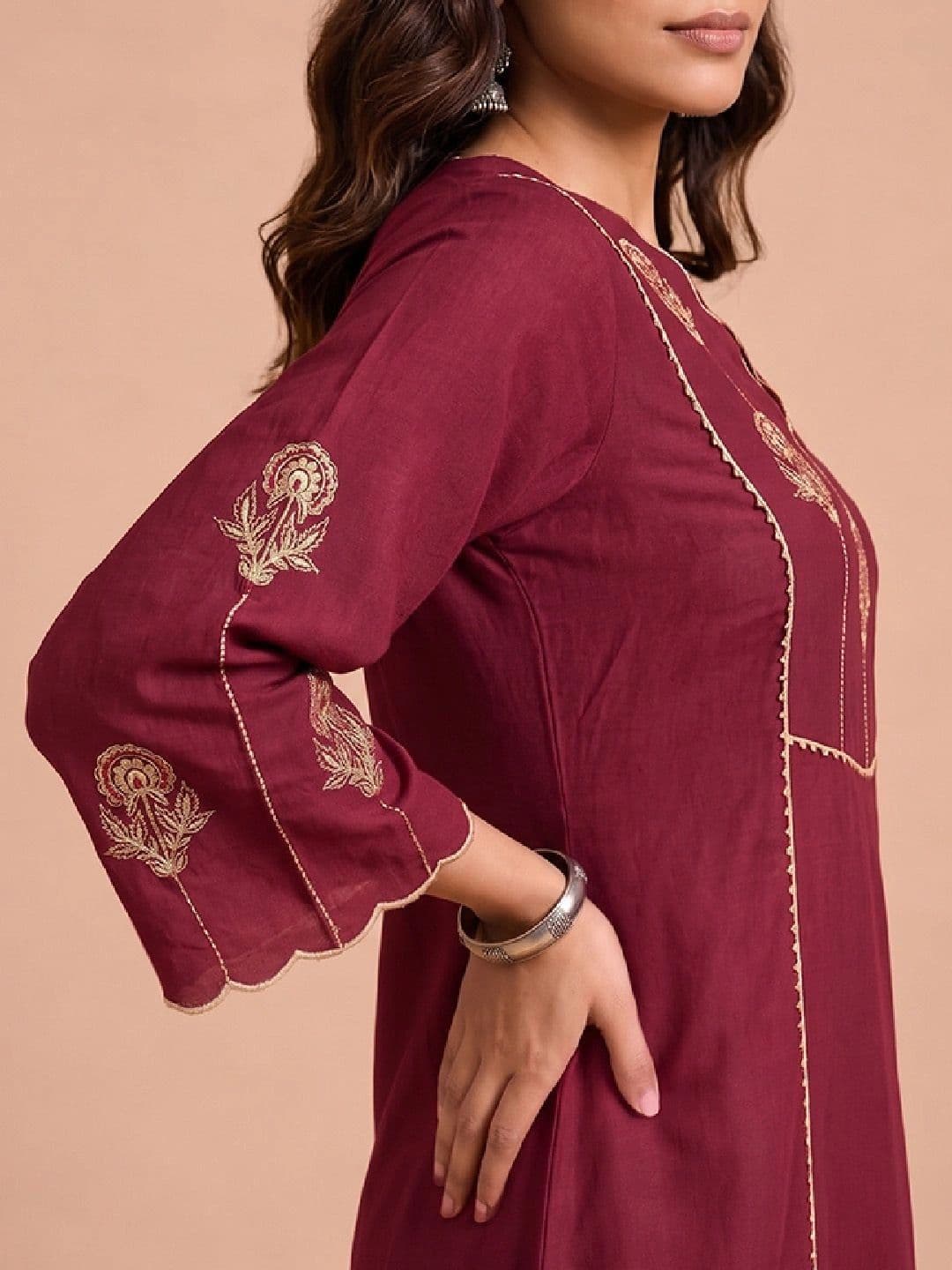 Varanga Women Ethnic Motifs Embroidered Regular Thread Work Kurta with Palazzos & With Dupatta thumbnail 7