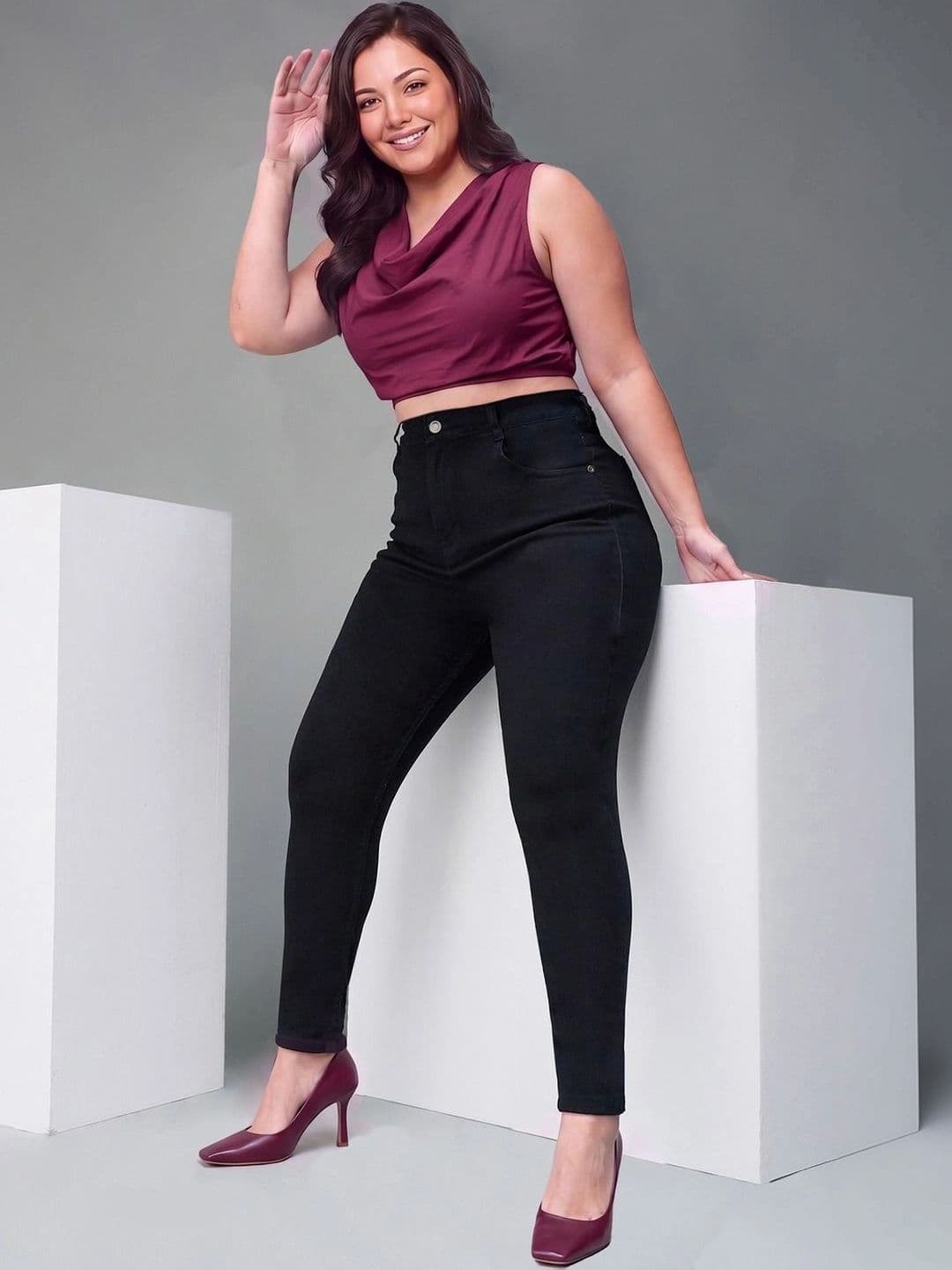 Miss Chase A+ Women Skinny Fit High-Rise Heavy Fade Stretchable Jeans thumbnail 3