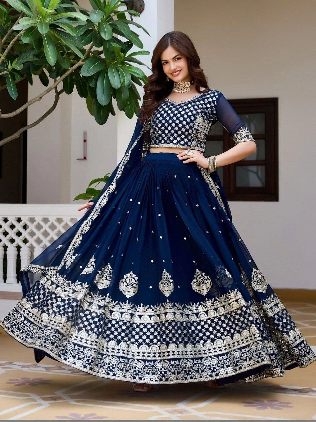 Shree Ram Creation Embroidered Ready to Wear Lehenga & Blouse With Dupatta thumbnail 5
