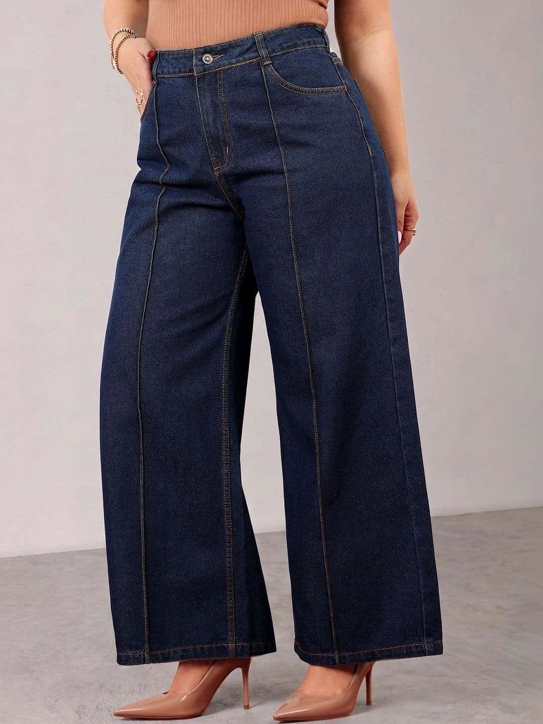 Miss Chase A+ Women Wide Leg High-Rise Heavy Fade Jeans thumbnail 3