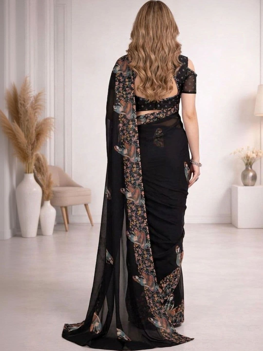 ANAND SAREES Floral Poly Georgette Designer Saree thumbnail 2