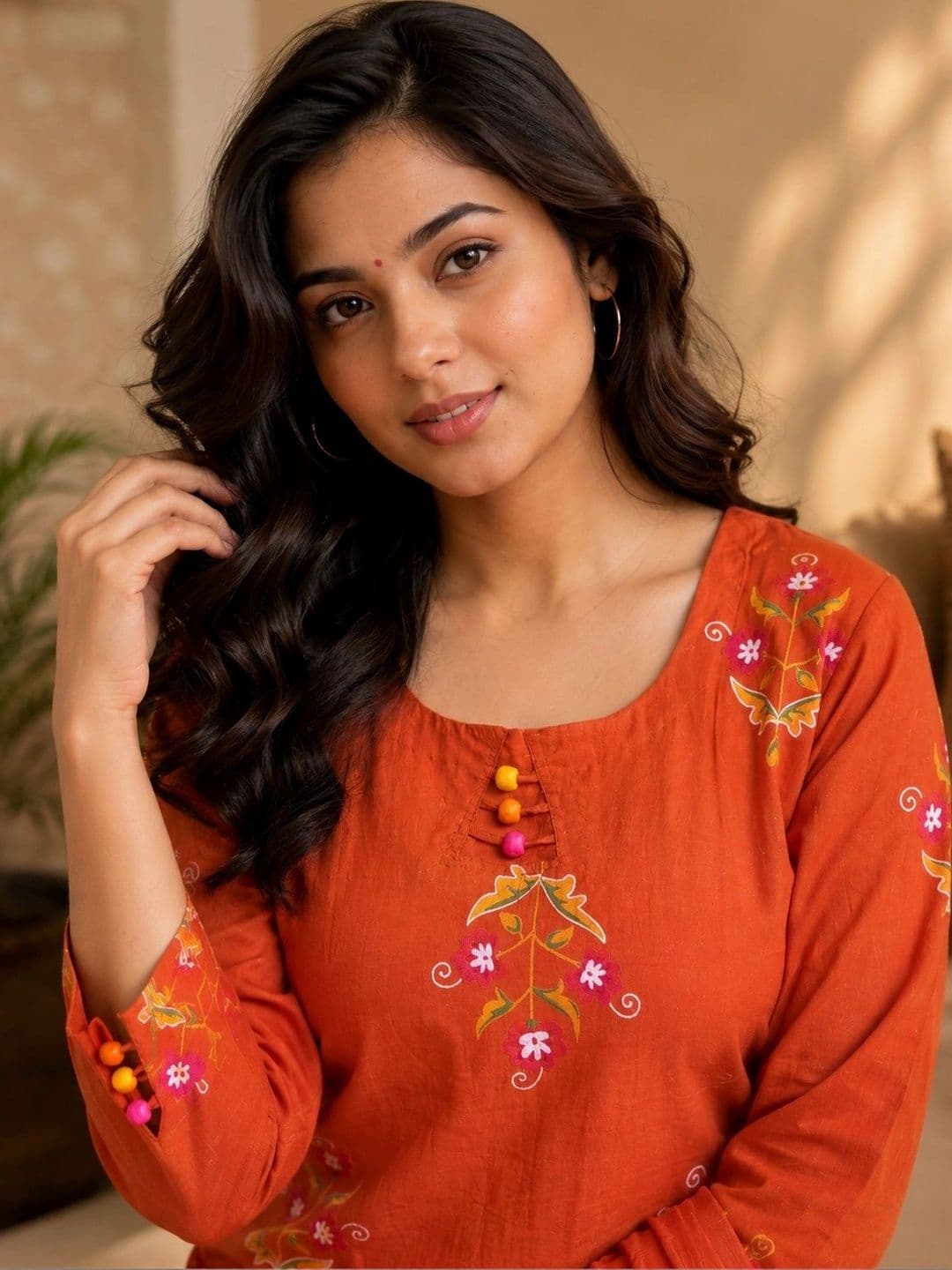 Siaraa Women Ethnic Motifs Embroidered Regular Thread Work Pure Cotton Kurta with Trousers & With Dupatta thumbnail 4