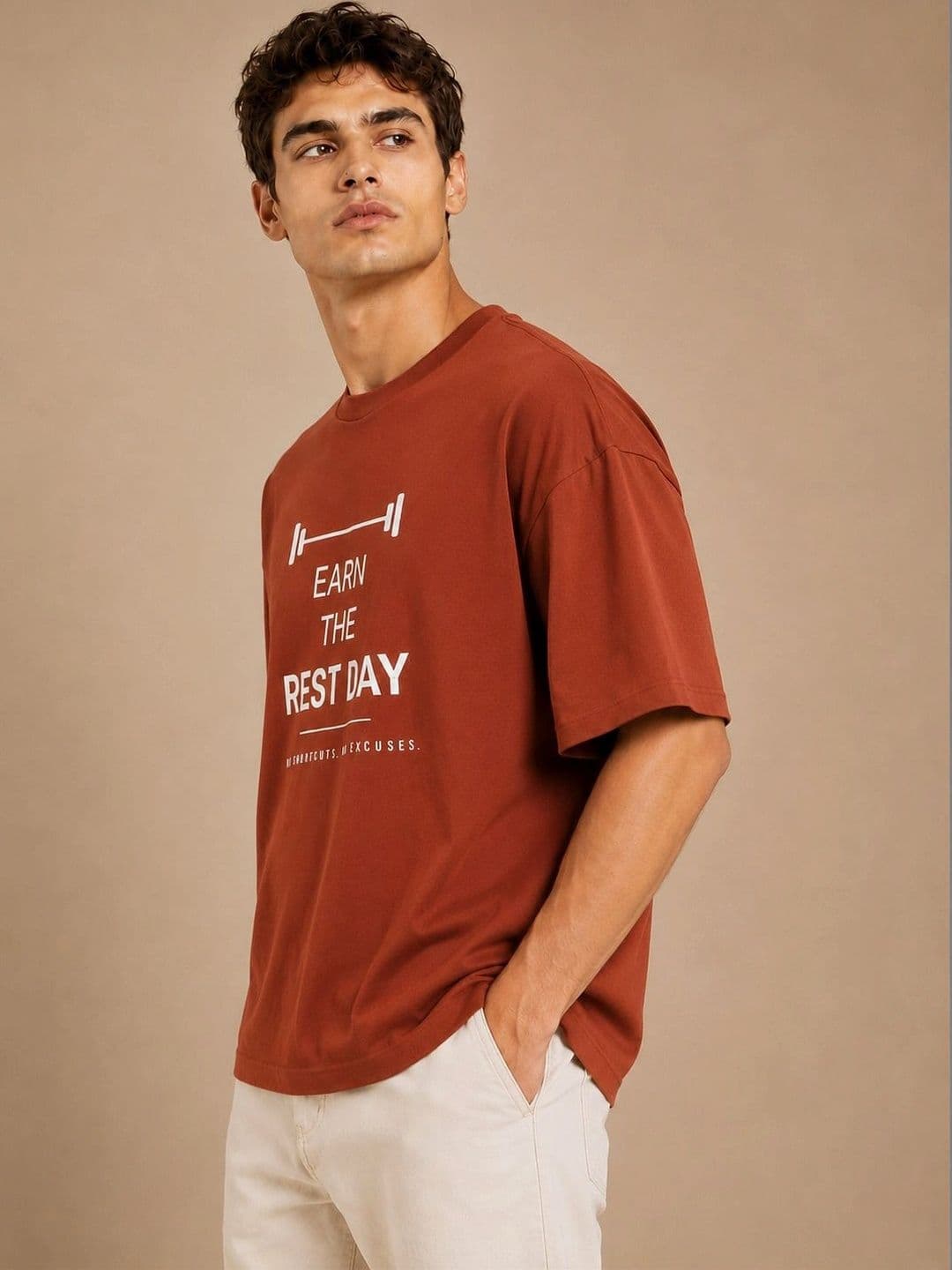 Mast & Harbour Men Typography Printed Drop-Shoulder Sleeves T-shirt thumbnail 4