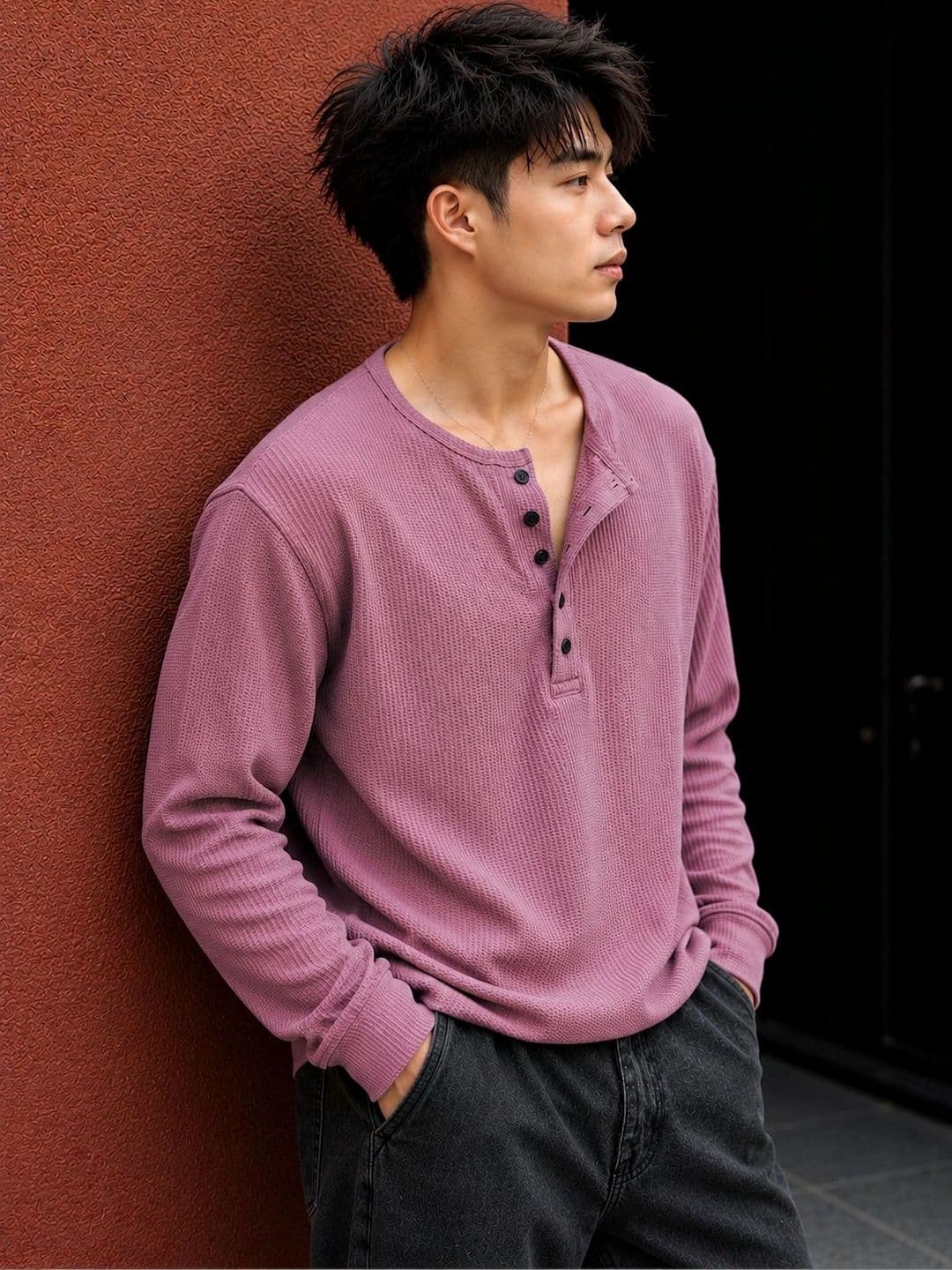 HOODLER Men Henley Neck T-shirt thumbnail 4