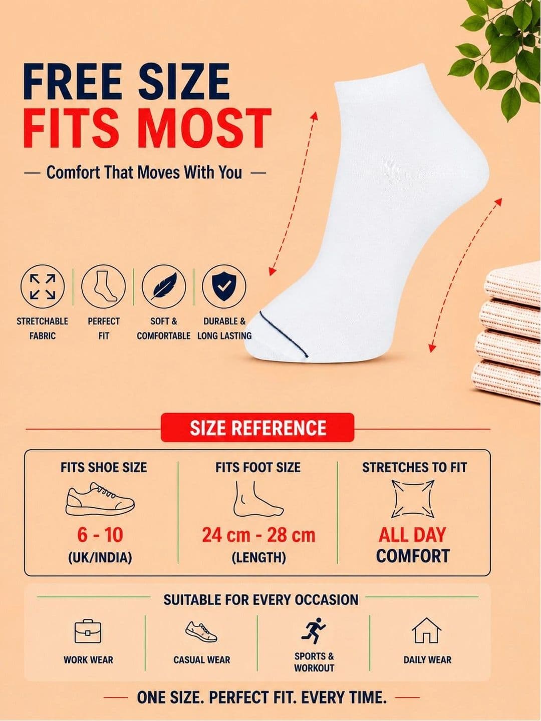 ADDOSSO Men Pack of 5 Cotton Assorted Ankle Length Socks thumbnail 5