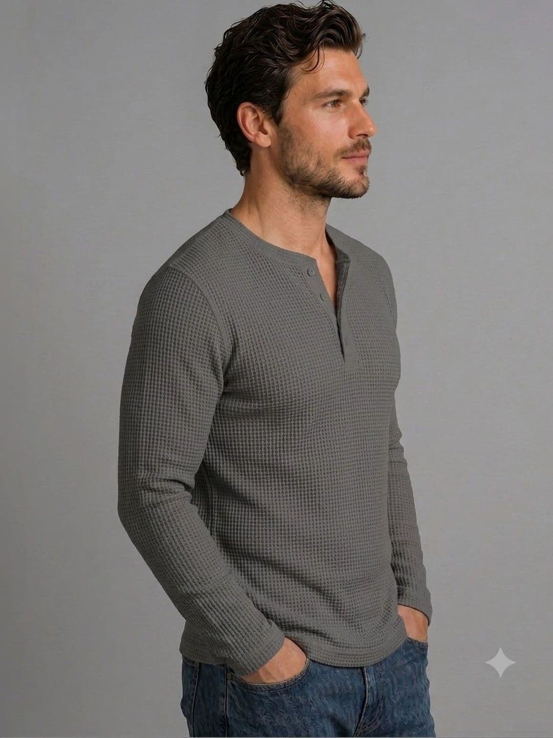 QUTUN Men Henley Neck Slim Fit T-shirt thumbnail 3