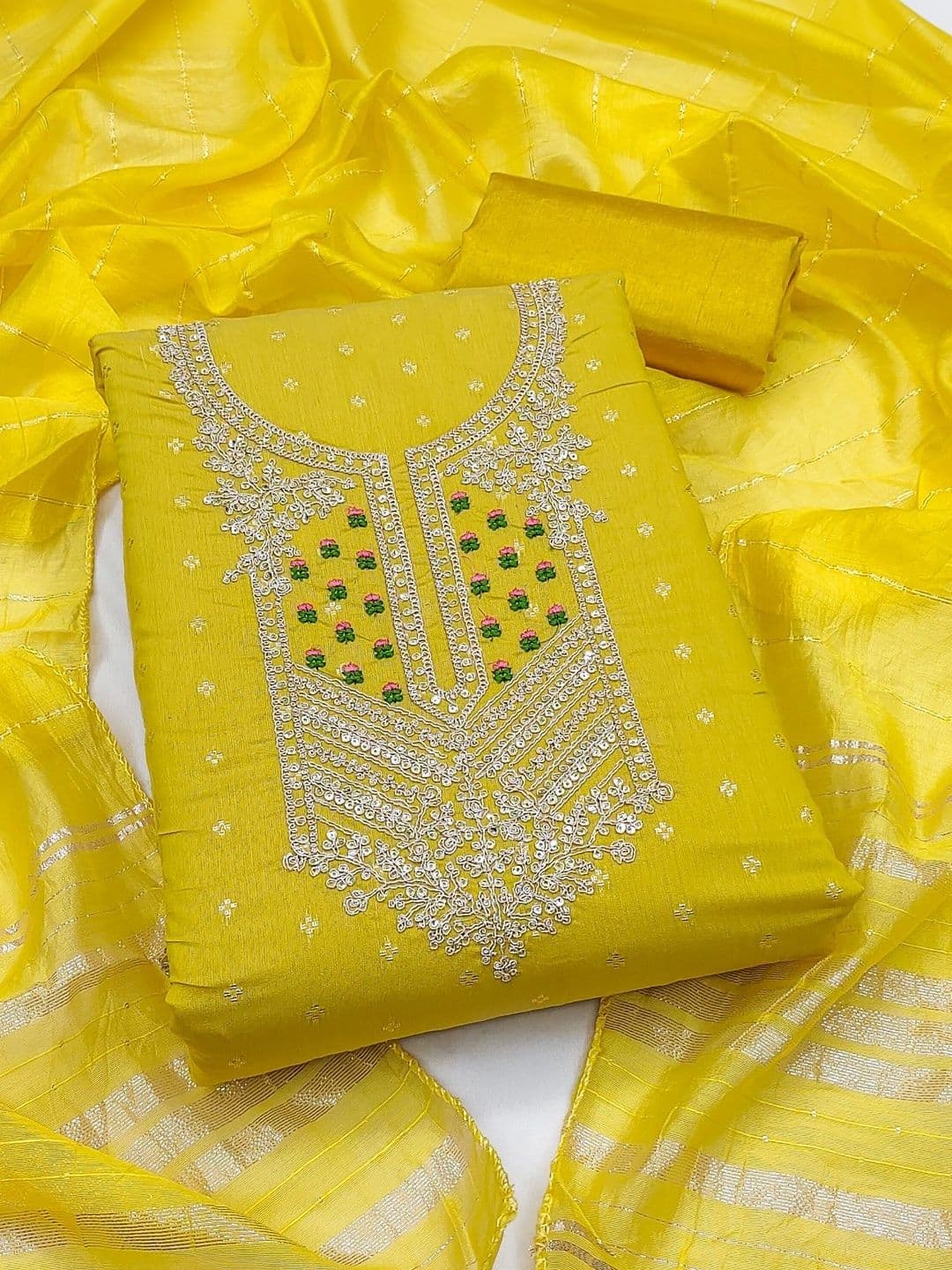 LeeliPeeri Designer Embroidered Unstitched Dress Material - view 1