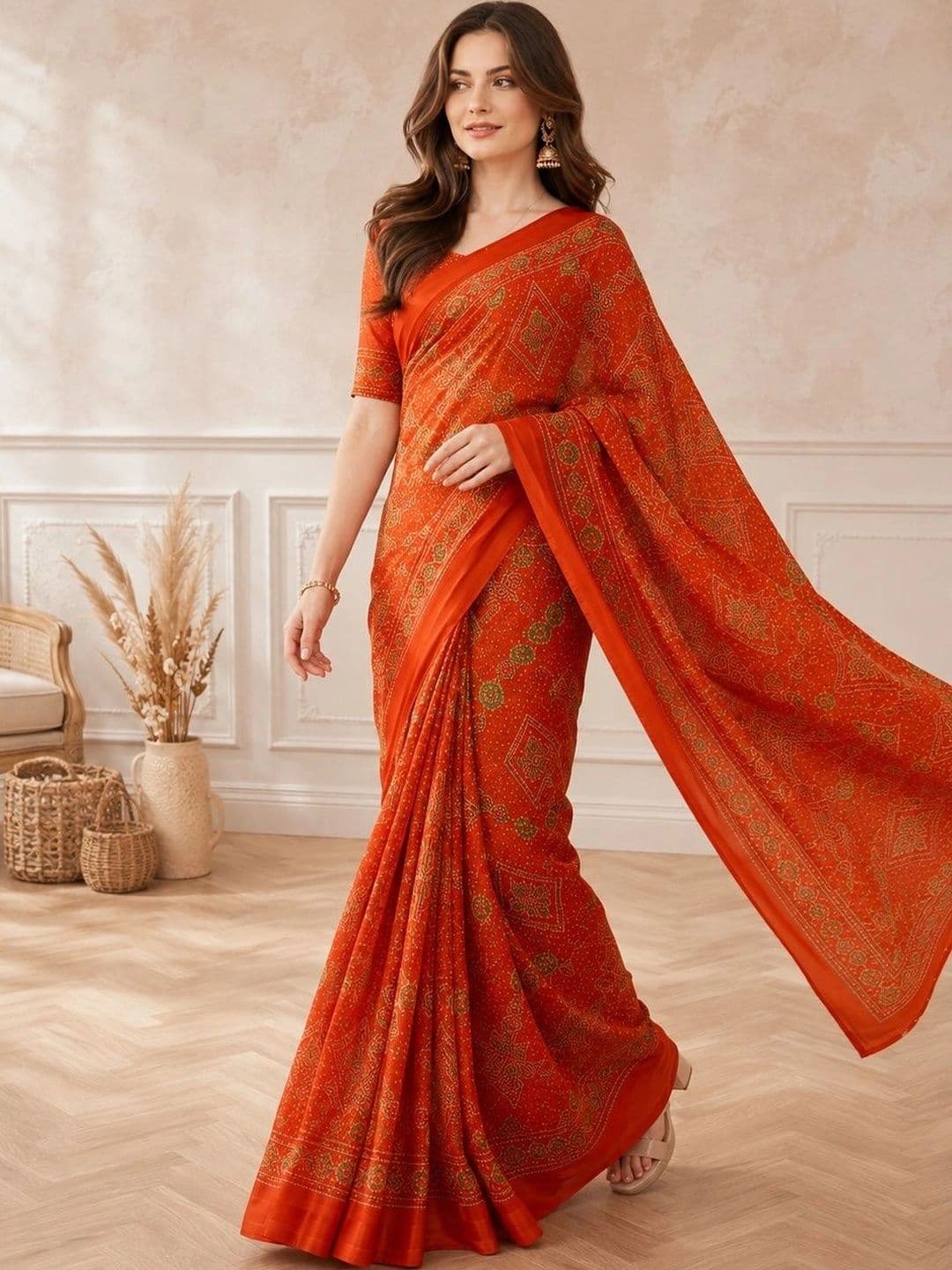 all about you Women Poly Chiffon Fusion Bandhani Saree thumbnail 2