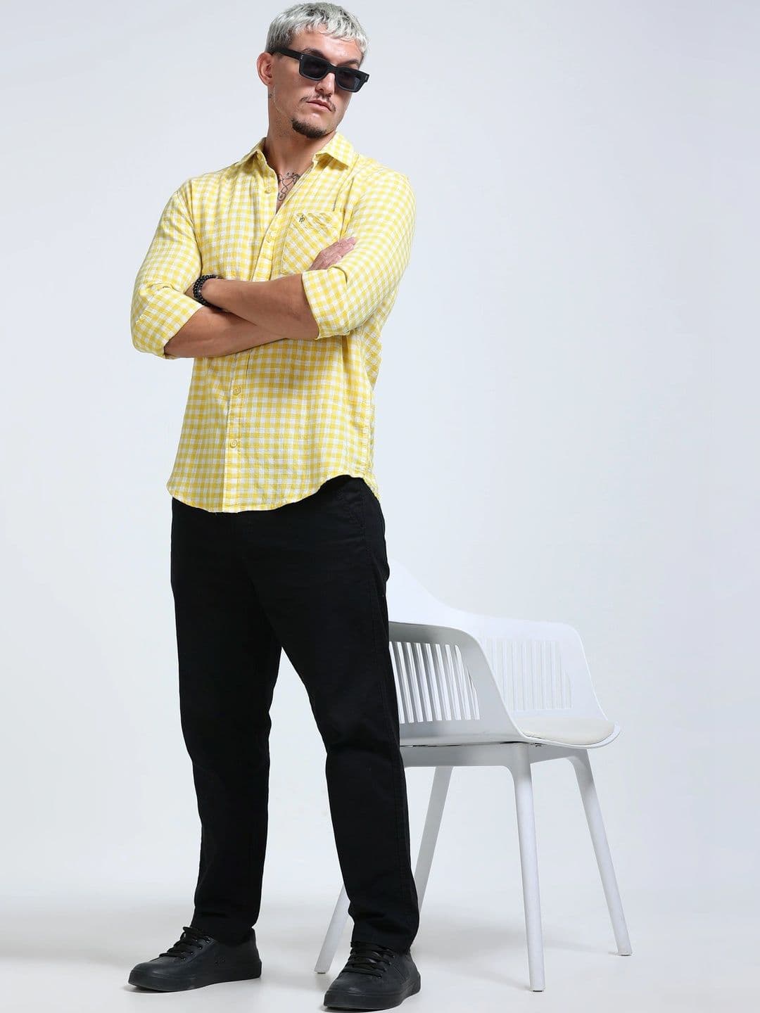 FashionDistrict Men Comfort Gingham Checks Sheer Checked Casual Shirt thumbnail 6