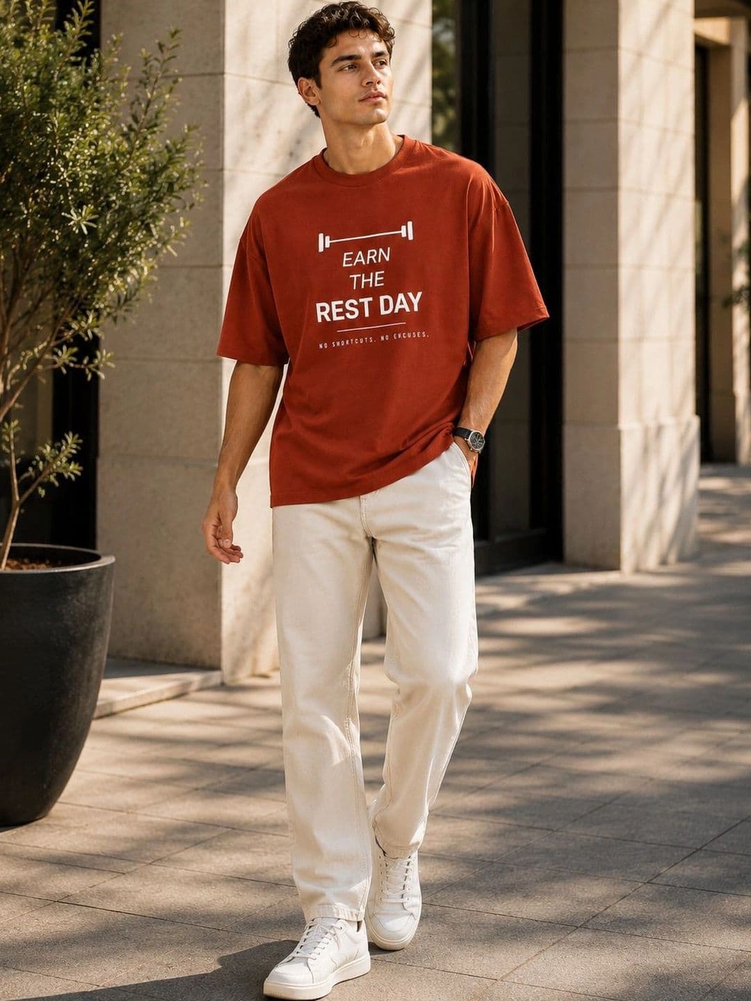 Mast & Harbour Men Typography Printed Drop-Shoulder Sleeves T-shirt thumbnail 5