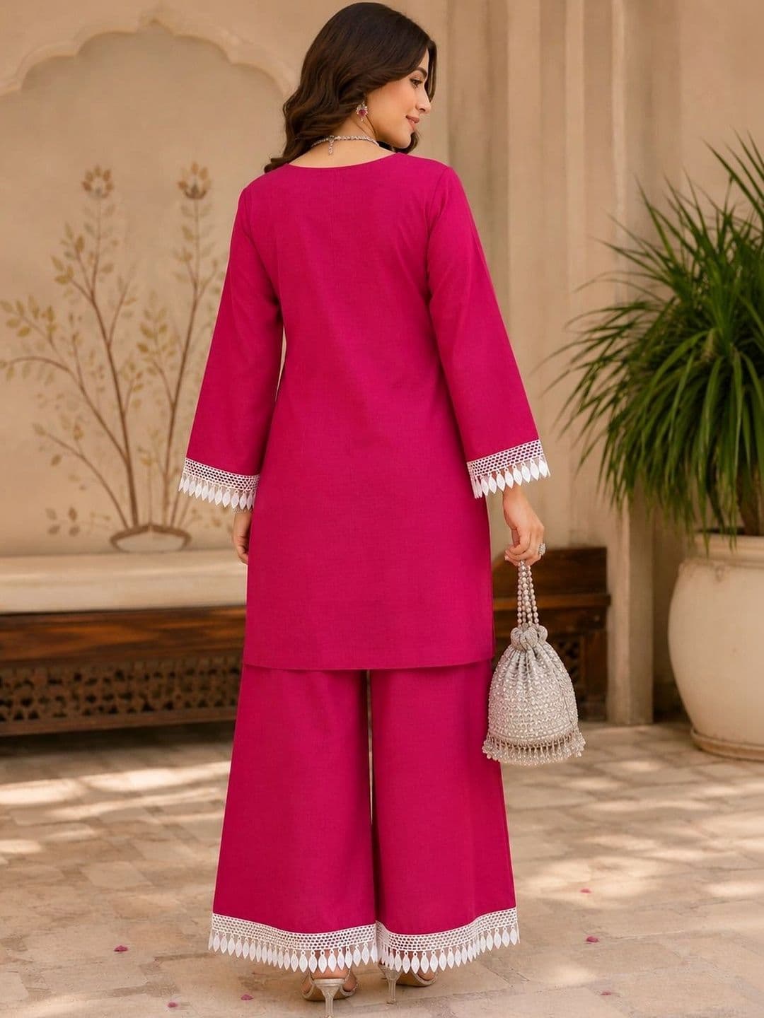 Ibrana Women Ethnic Motifs Embroidered Regular Thread Work Kurta with Palazzos thumbnail 5