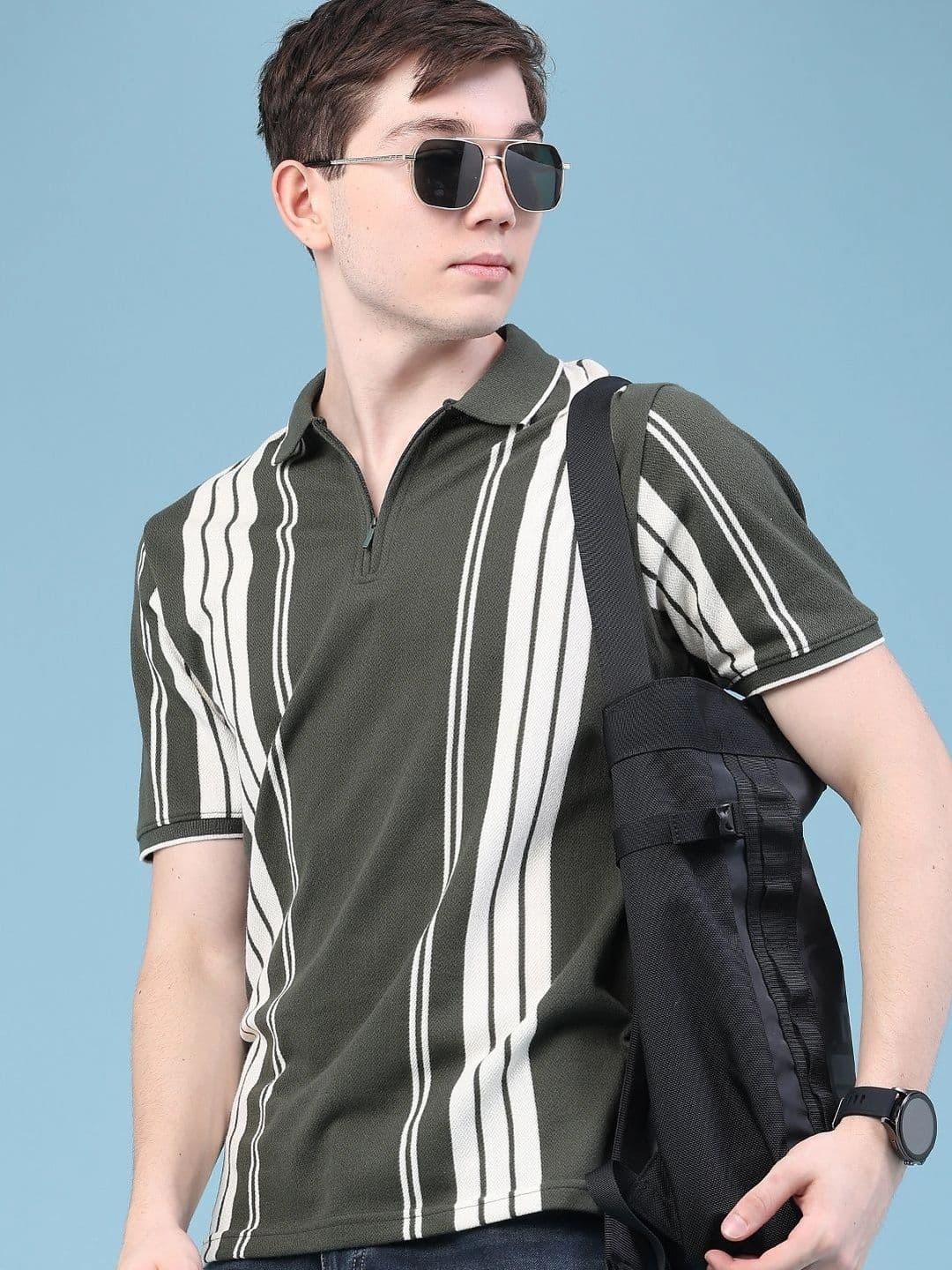 V-Mart Men Striped Polo Collar T-shirt thumbnail 4