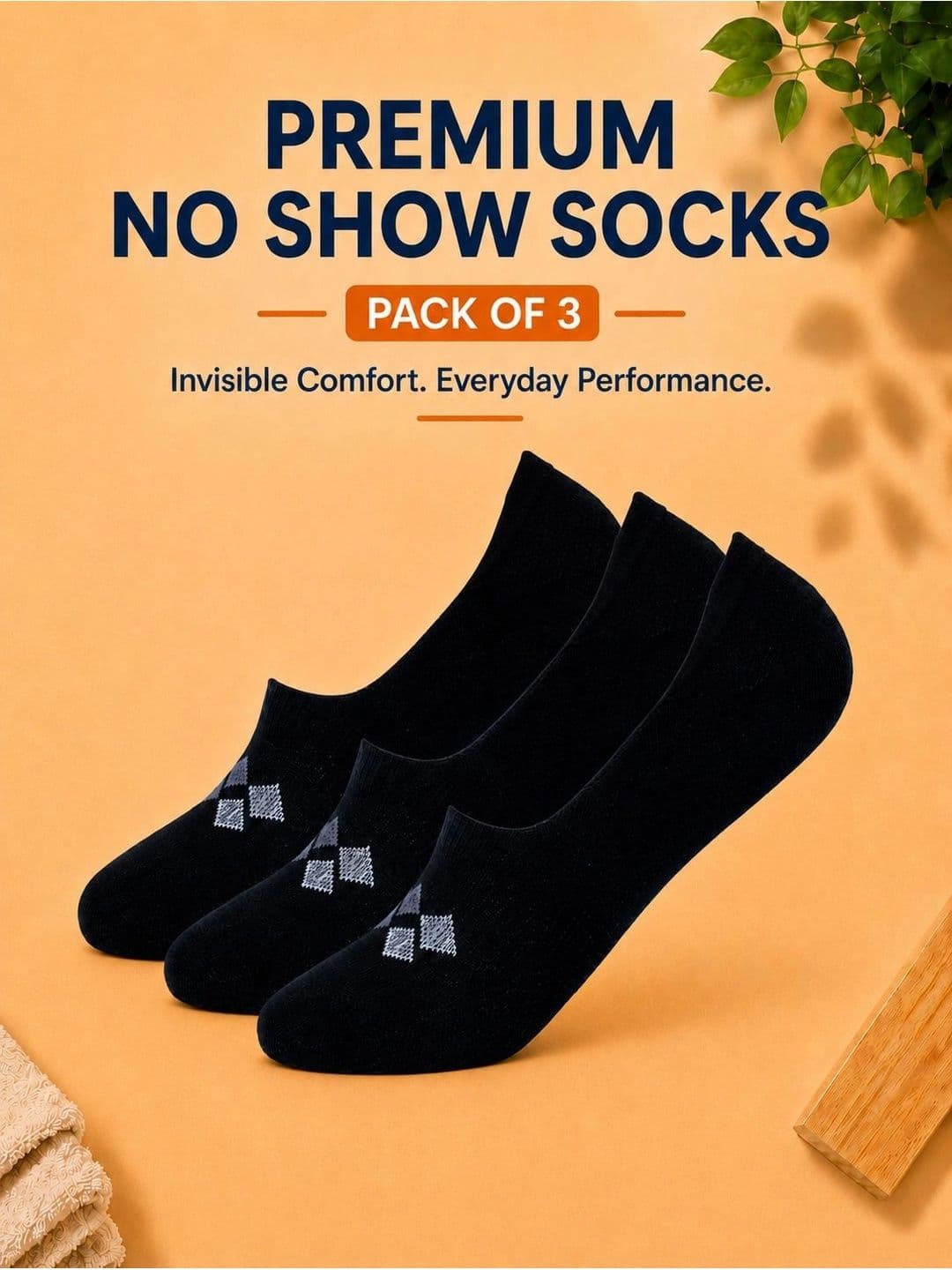 ADDOSSO Men Pack of 3 Cotton Assorted Patterned Shoe Liners Socks thumbnail 2