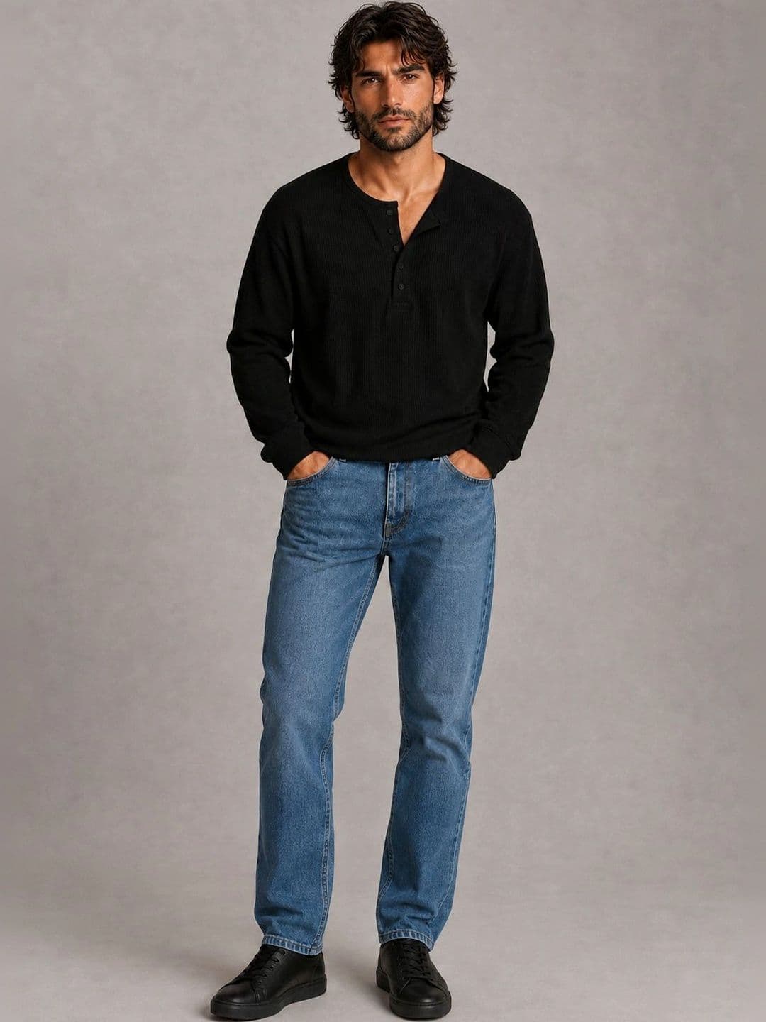 HOODLER Men Henley Neck T-shirt thumbnail 2