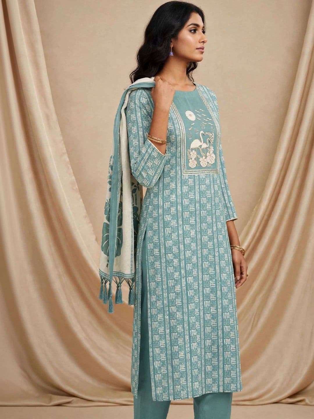 Haranozy Printed Pure Cotton Semi-Stitched Dress Material thumbnail 3