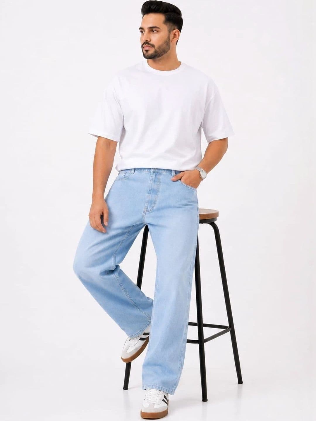 VK CULTURE Men Straight Fit Mid-Rise Light Fade Jeans thumbnail 7