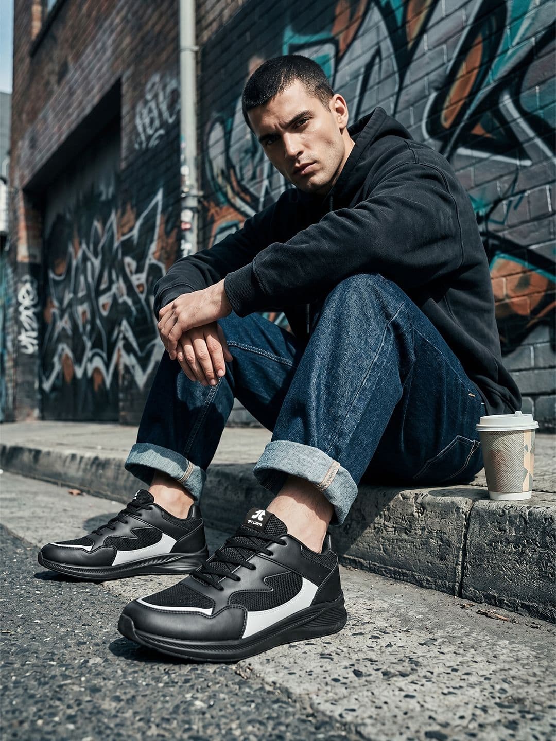 OFF LIMITS Men Black Mesh Running Non-Marking Shoes thumbnail 6