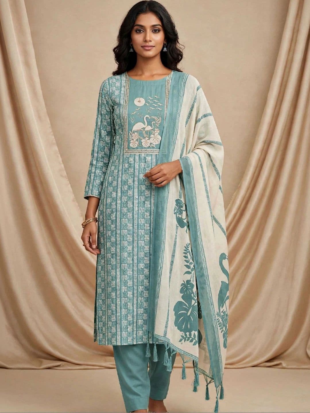 Haranozy Printed Pure Cotton Semi-Stitched Dress Material - view 1