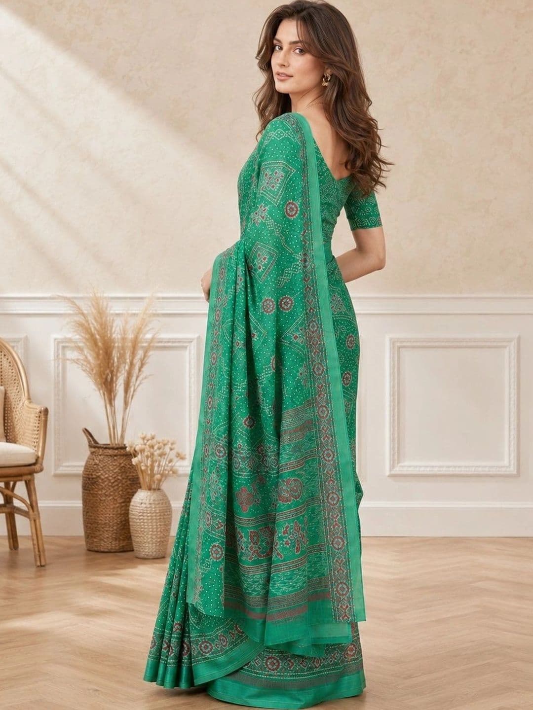 all about you Bandhani Poly Chiffon Fusion Bandhani Saree thumbnail 6
