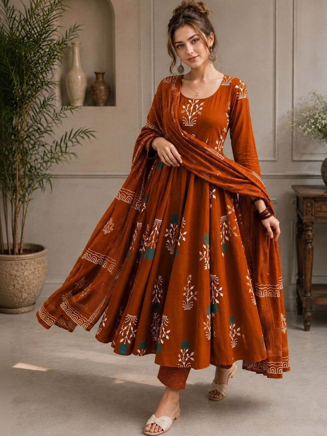 Chhipa Prints Women Ethnic Motifs Printed Regular Kurta with Trousers & With Dupatta thumbnail 2