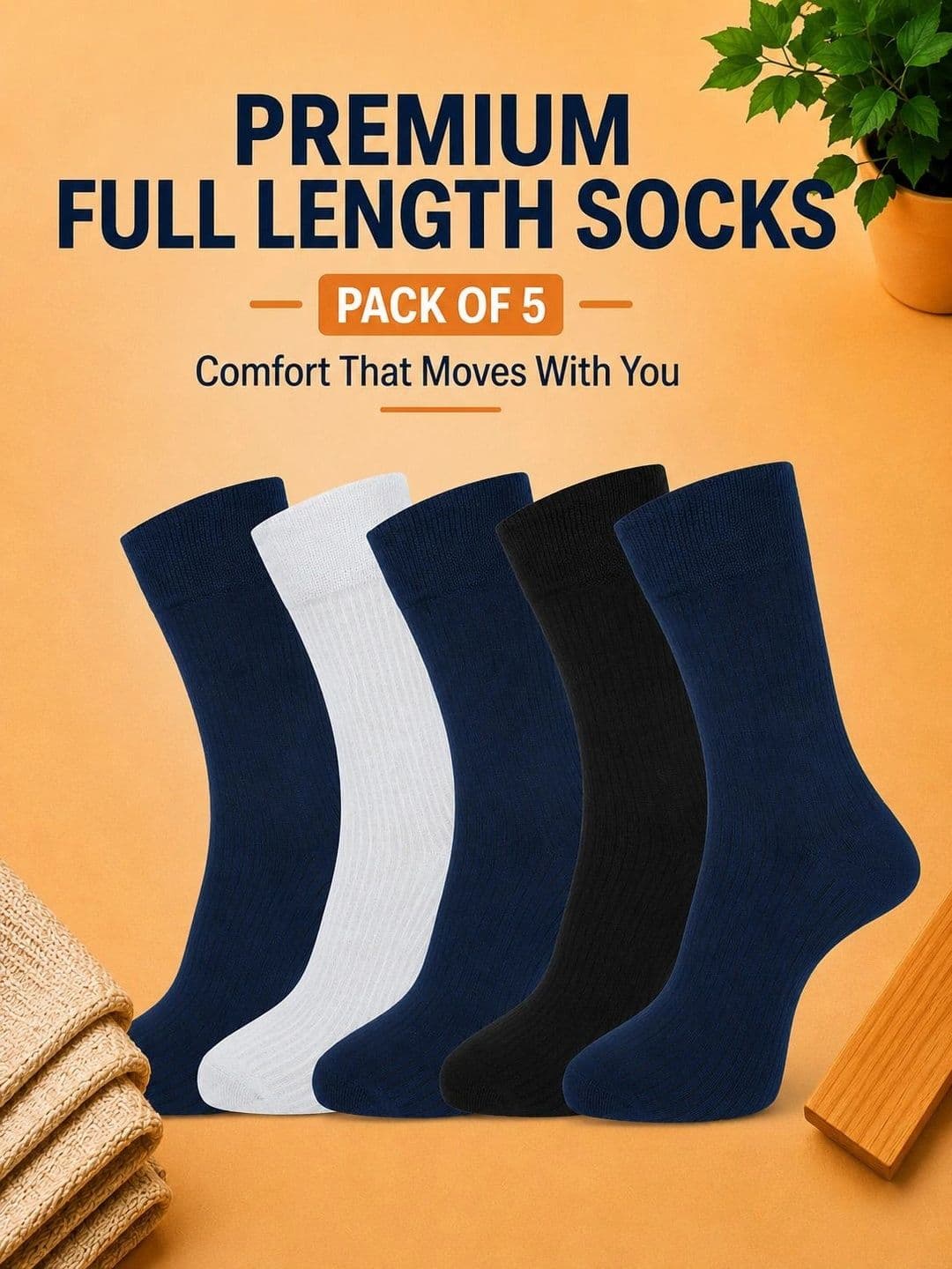 ADDOSSO Men Pack of 5 Cotton Assorted Patterned Calf Length Socks thumbnail 5