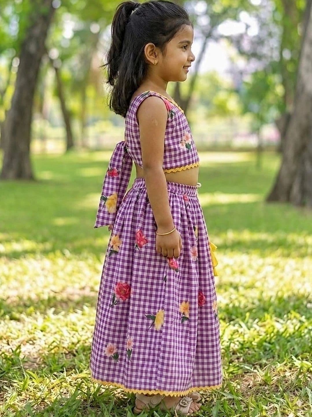 SAKA DESIGNS Girls Printed Ready to Wear Lehenga & thumbnail 2