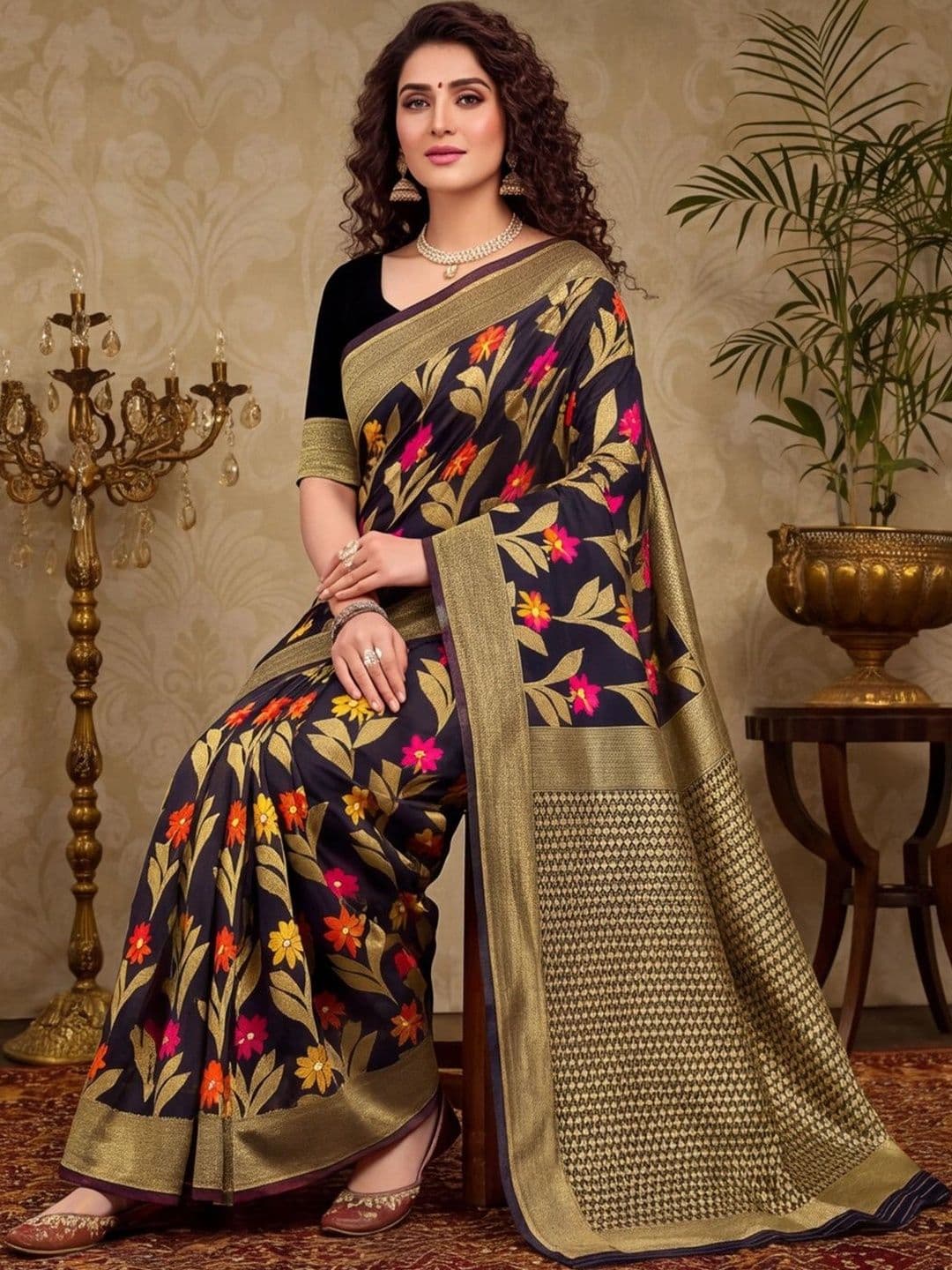 Mitera Woven Design Zari Silk Cotton Fusion Banarasi Saree thumbnail 6