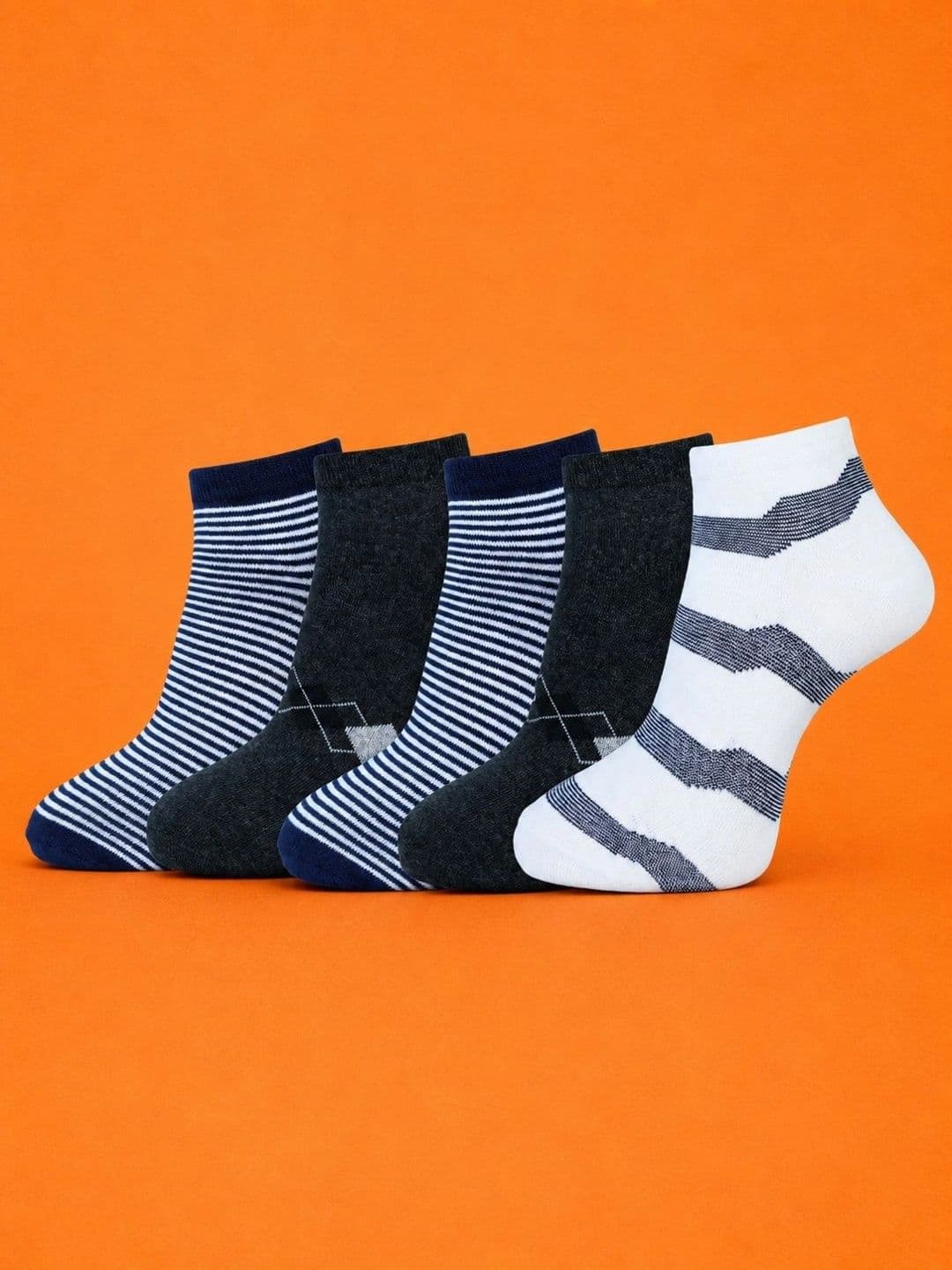 ADDOSSO Men Pack of 5 Cotton Assorted Striped Above Ankle Socks - view 1