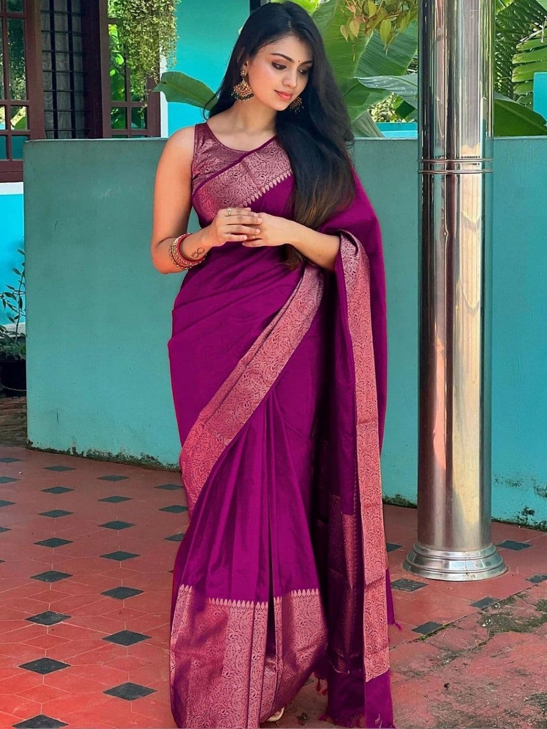 VYOM CREATION Woven Design Zari Art Silk Banarasi Saree - view 1