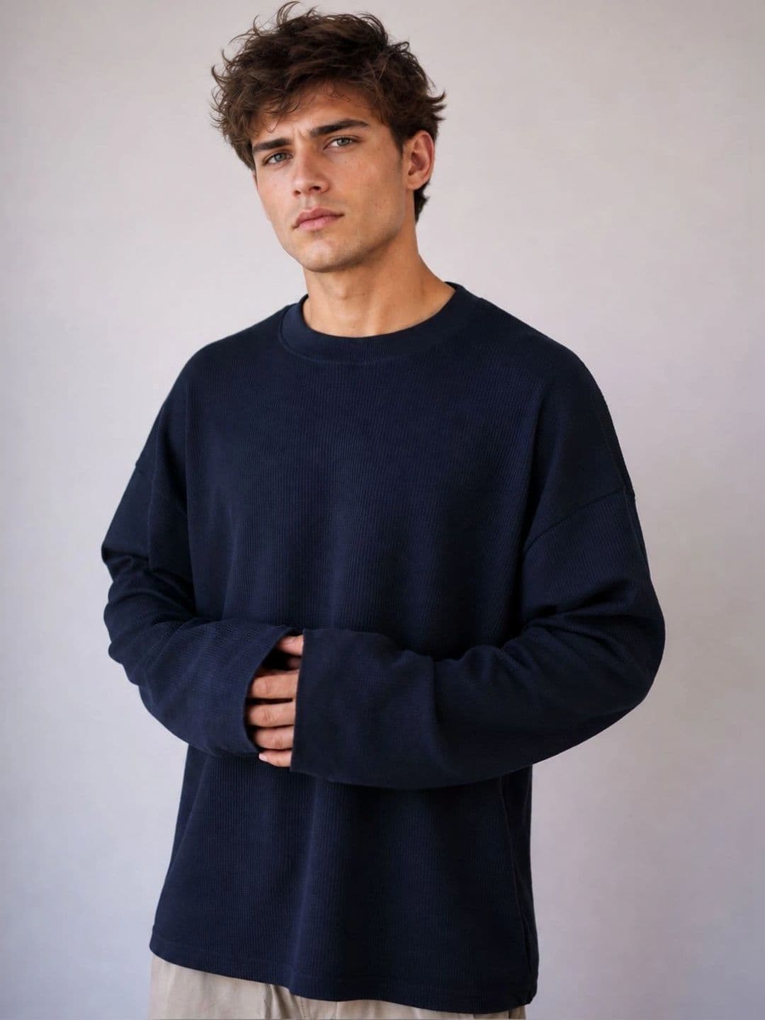 BRAHMOR Men Drop-Shoulder Sleeves Raw Edge Boxy T-shirt thumbnail 3