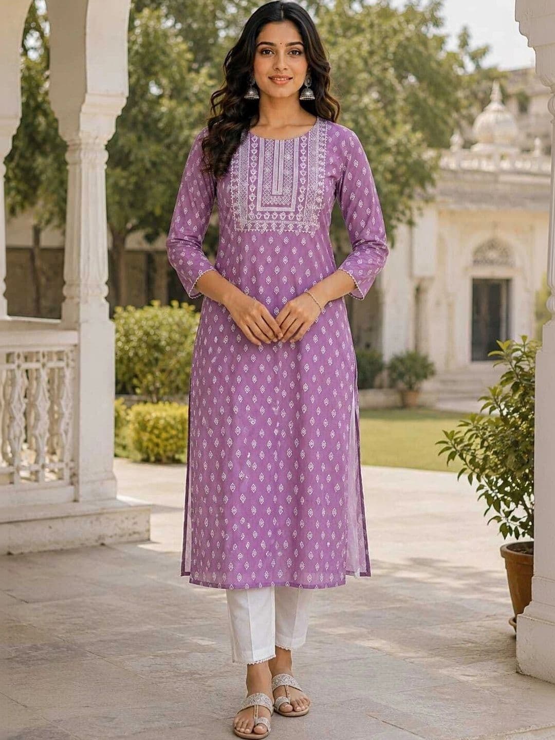 Vogue by Avantika Women Ethnic Motifs Printed Thread Work Indie Prints Kurta - view 1