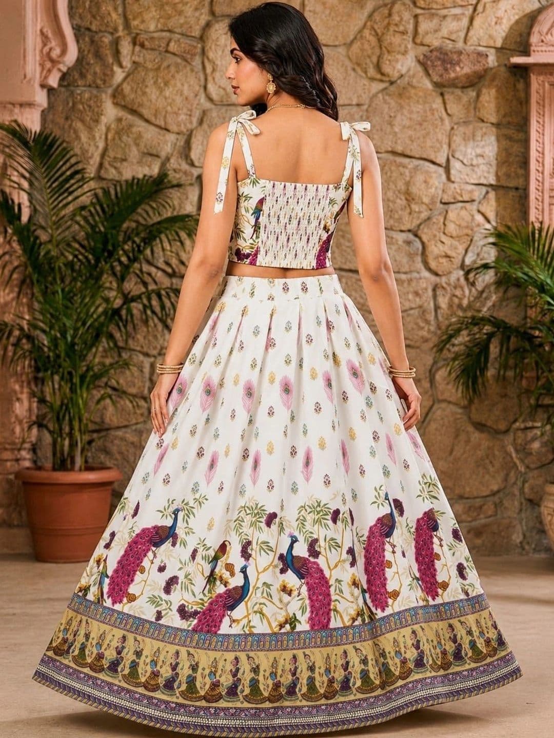 JK STORES Women Printed Ready to Wear Lehenga Set thumbnail 2
