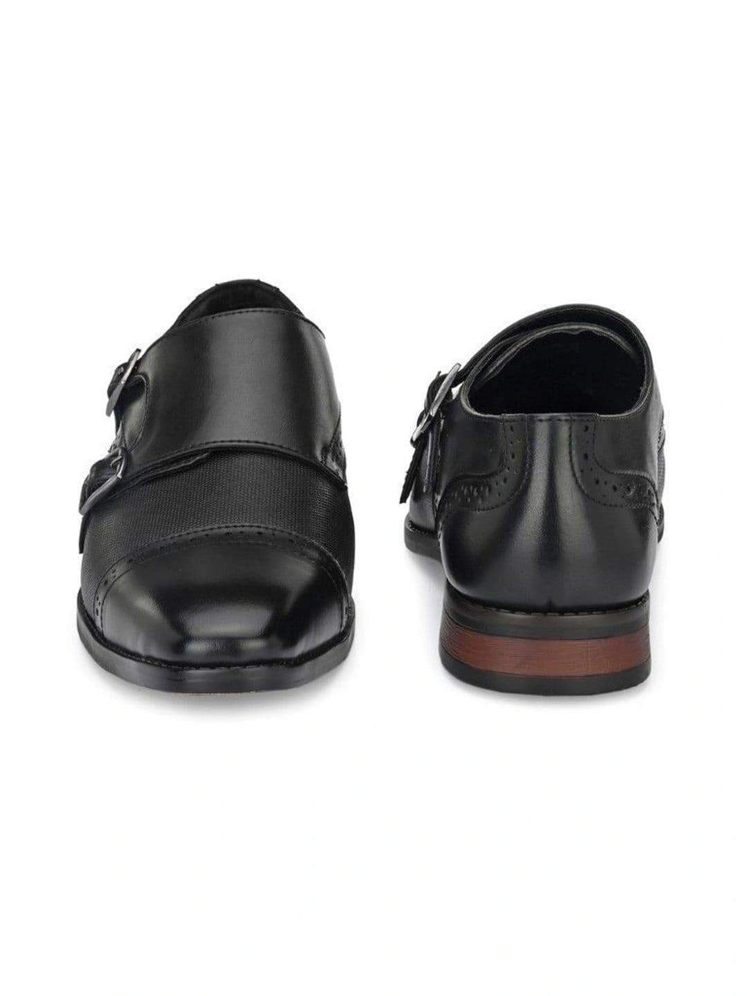 House of Pataudi Men Textured Formal Monk Shoes thumbnail 2
