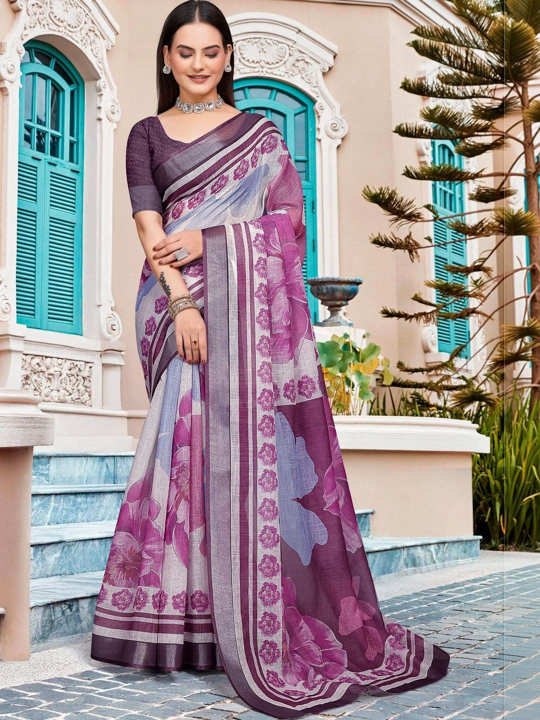 MANVAA Women Floral Saree - view 1