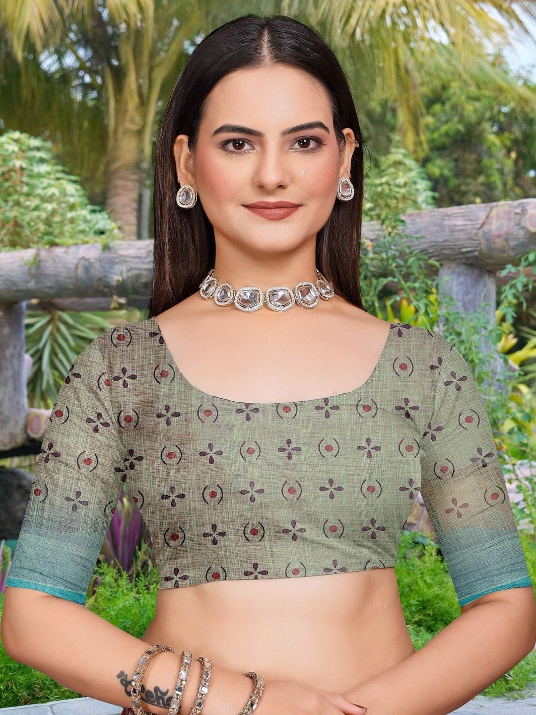 MANVAA Floral Saree thumbnail 7