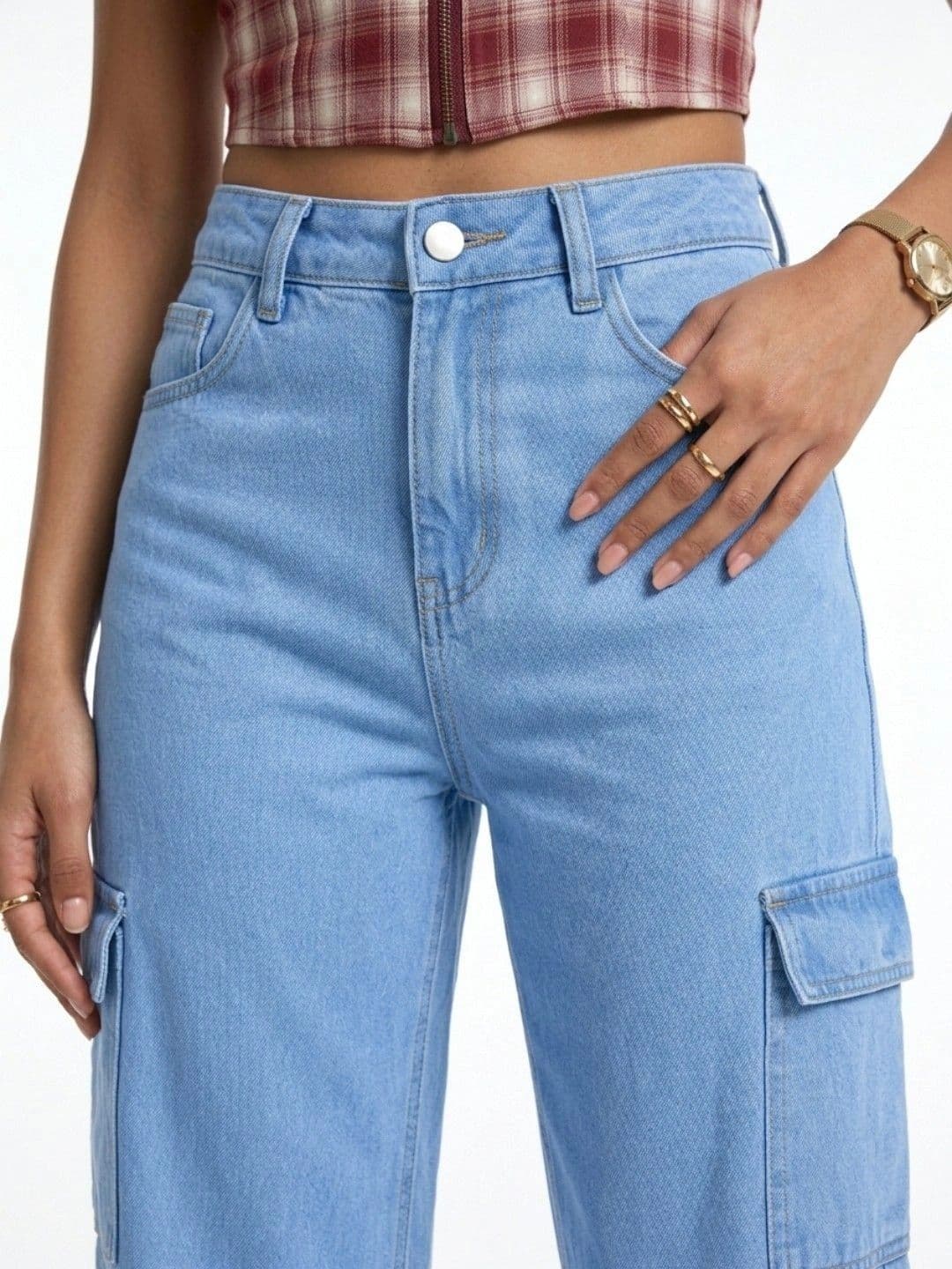 FLARING Women Classic Relaxed Fit Mid-Rise Stretchable Jeans thumbnail 5