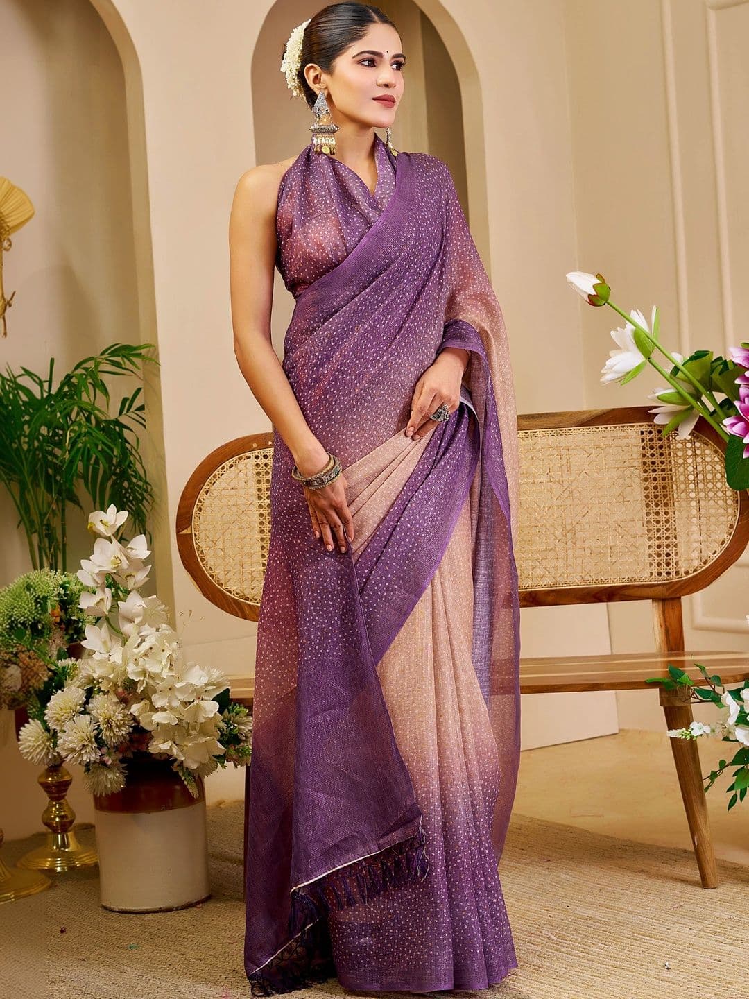 HERE&NOW Women Ombre Silk Cotton Handloom Saree thumbnail 6