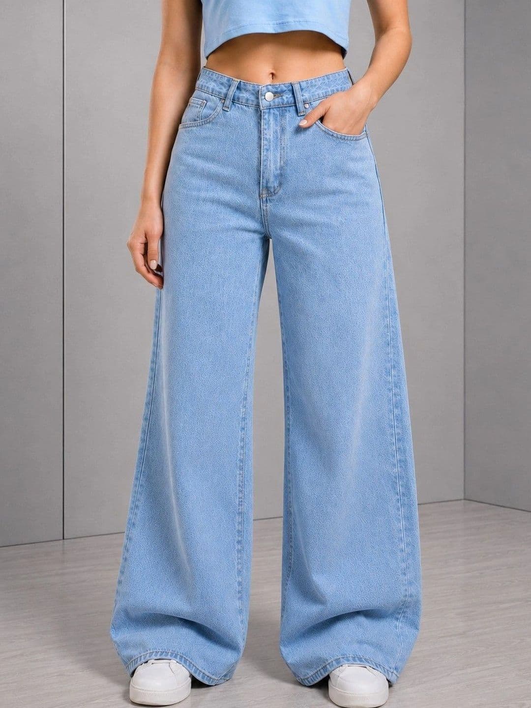 DressBerry Women Comfort Wide Leg High-Rise Light Fade Stretchable Jeans - view 1