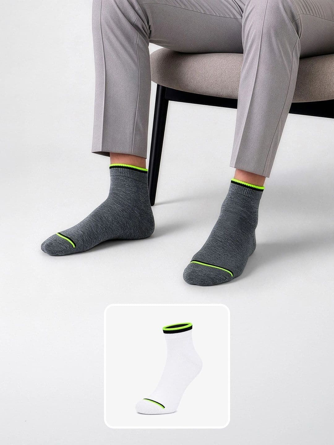LOUIS STITCH Men Pack of 2 Cotton Assorted Colourblocked Above Ankle Socks thumbnail 2