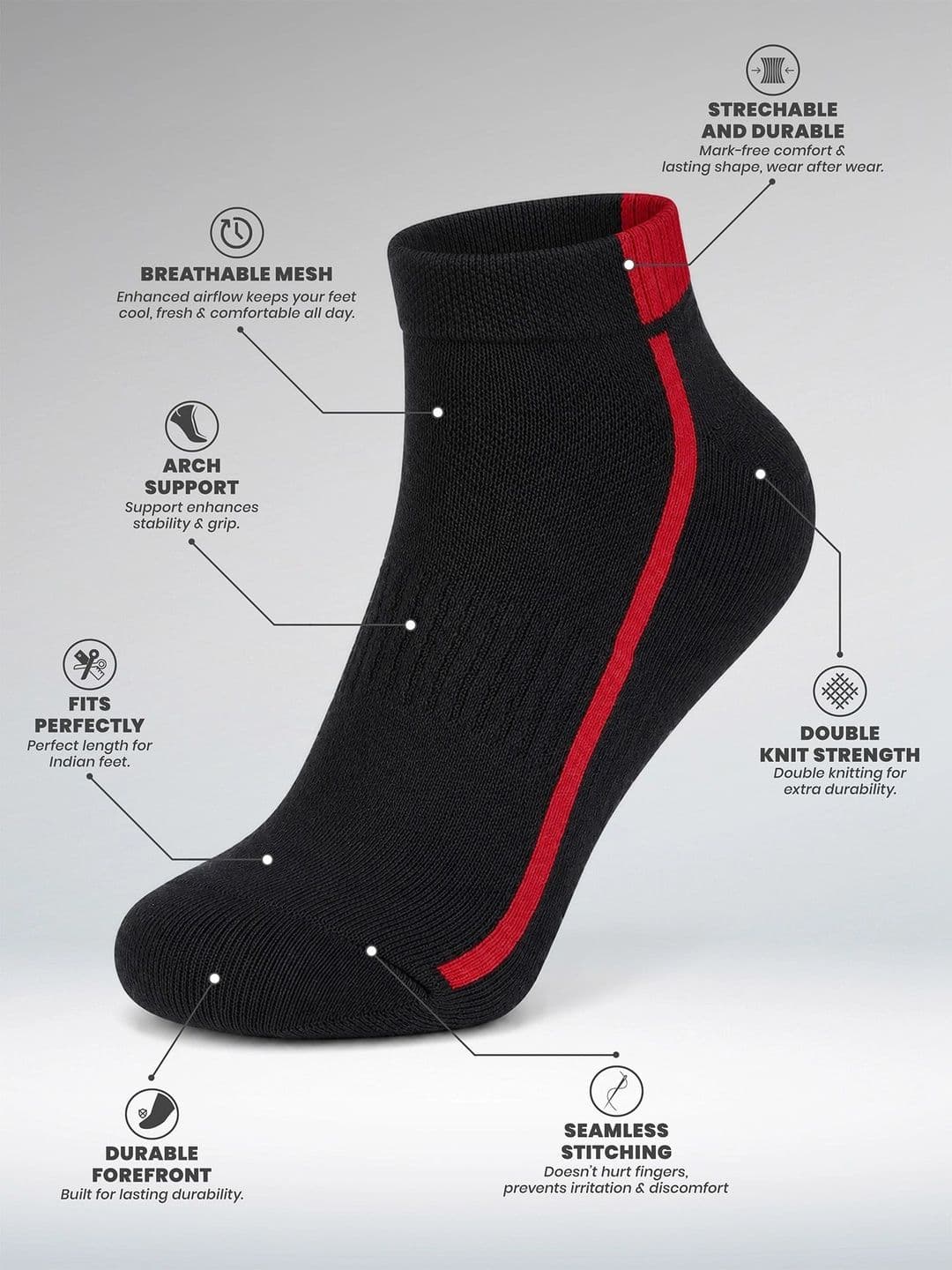 LOUIS STITCH Men Pack of 3 Cotton Assorted Colourblocked Ankle Length Socks thumbnail 3