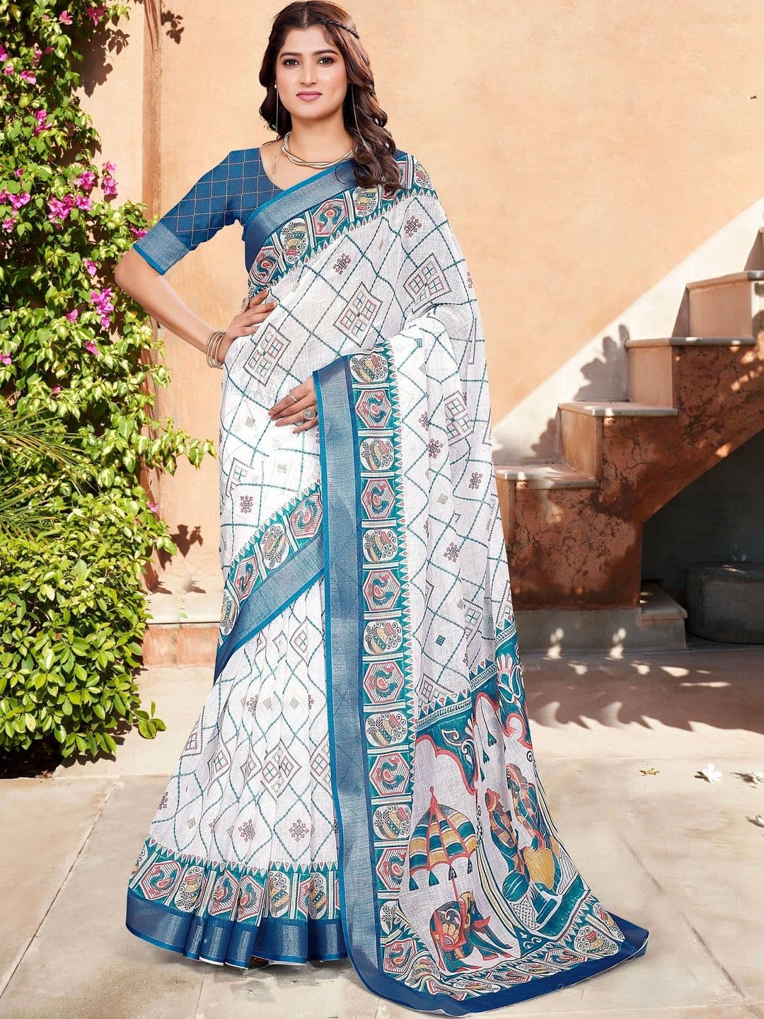 MANVAA Women Floral Saree - view 1