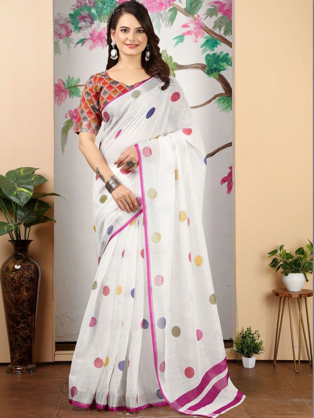 HERE&NOW Polka Dot Fusion Saree - view 1