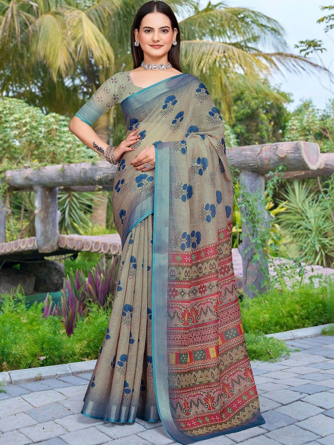 MANVAA Floral Saree - view 1
