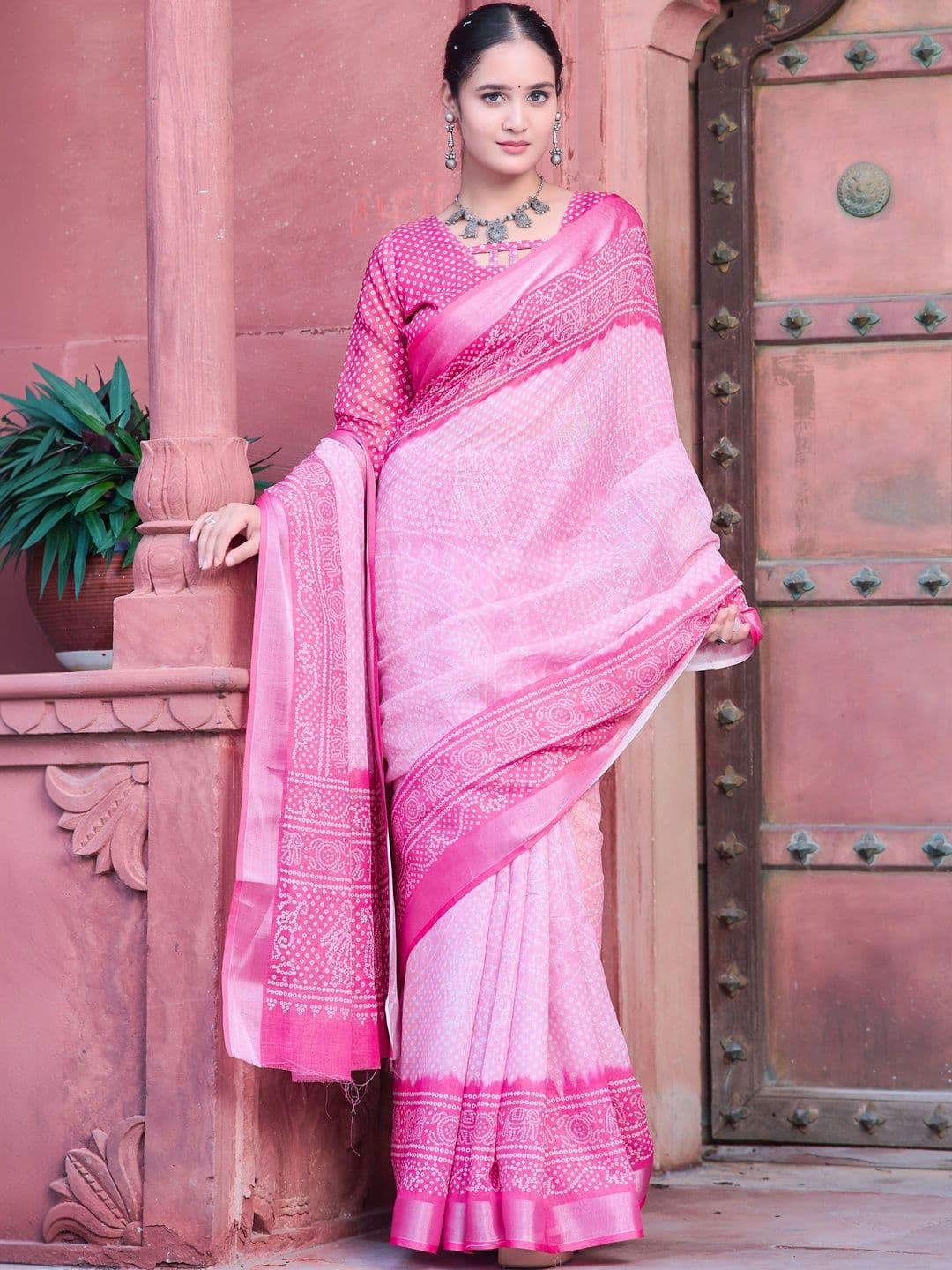 HERE&NOW Bandhani Saree thumbnail 3