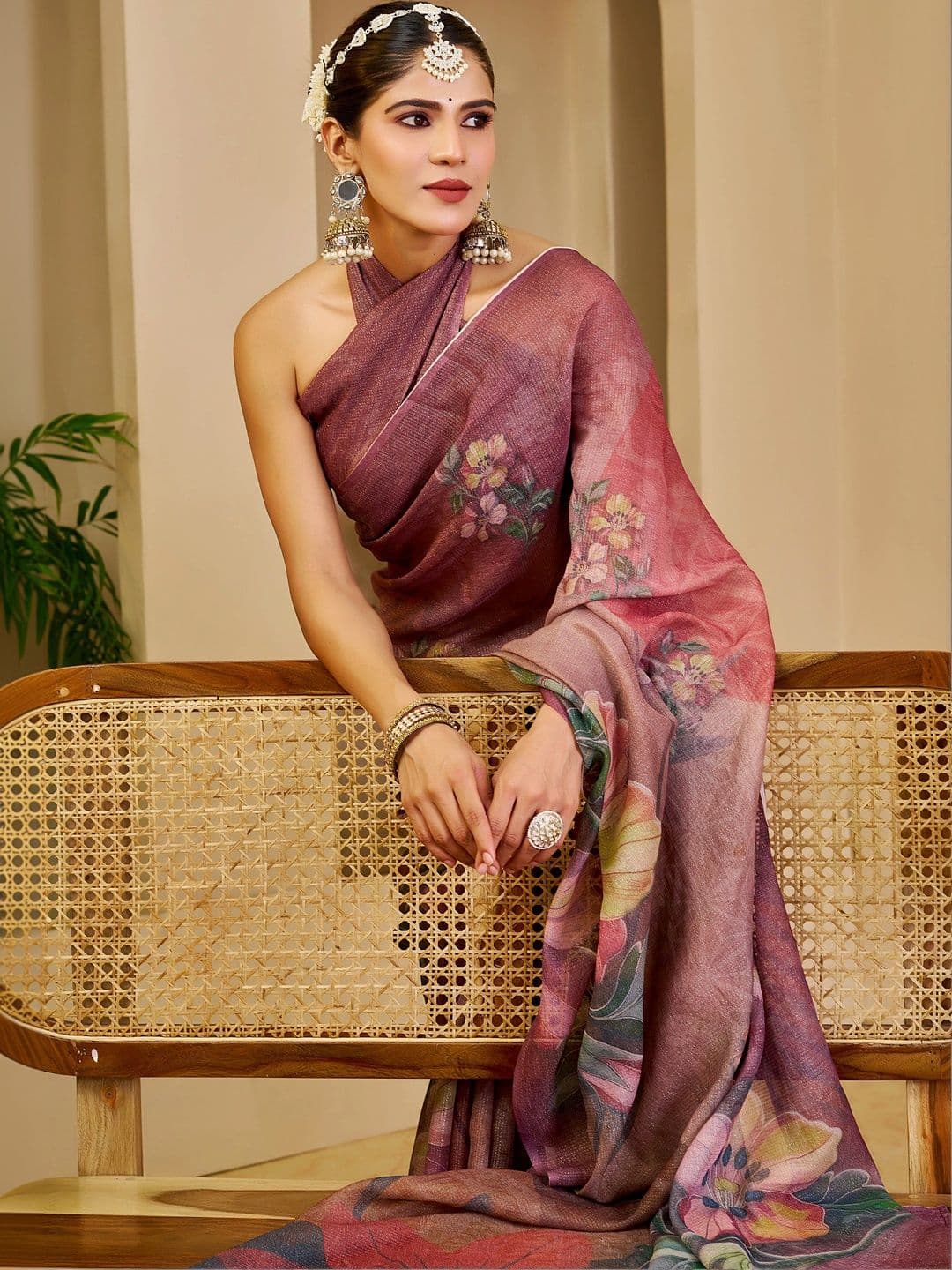 MANVAA Women  Floral Silk Cotton Handloom Saree thumbnail 5