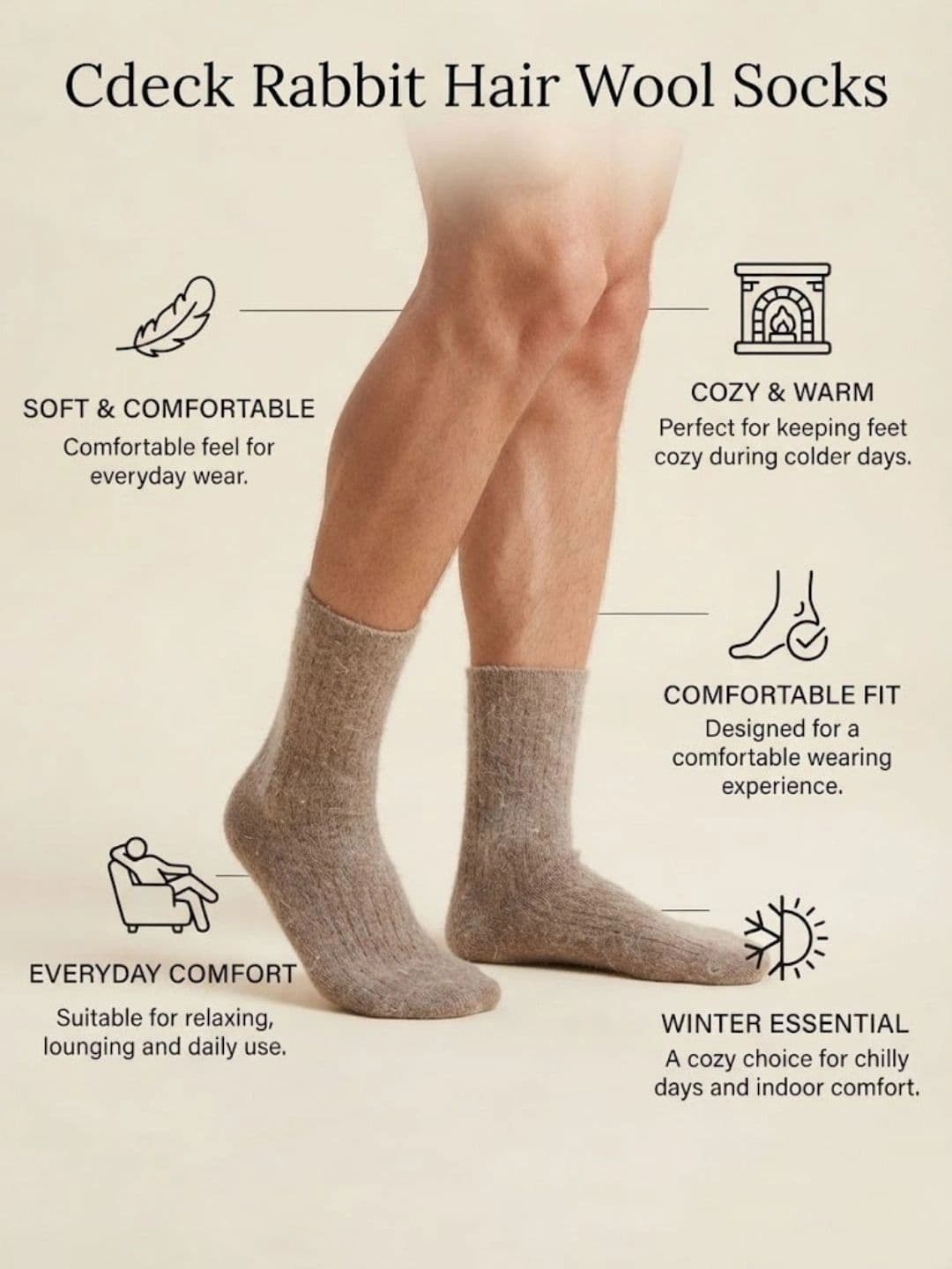 Cdeck Men Woolen Calf Length Socks thumbnail 5