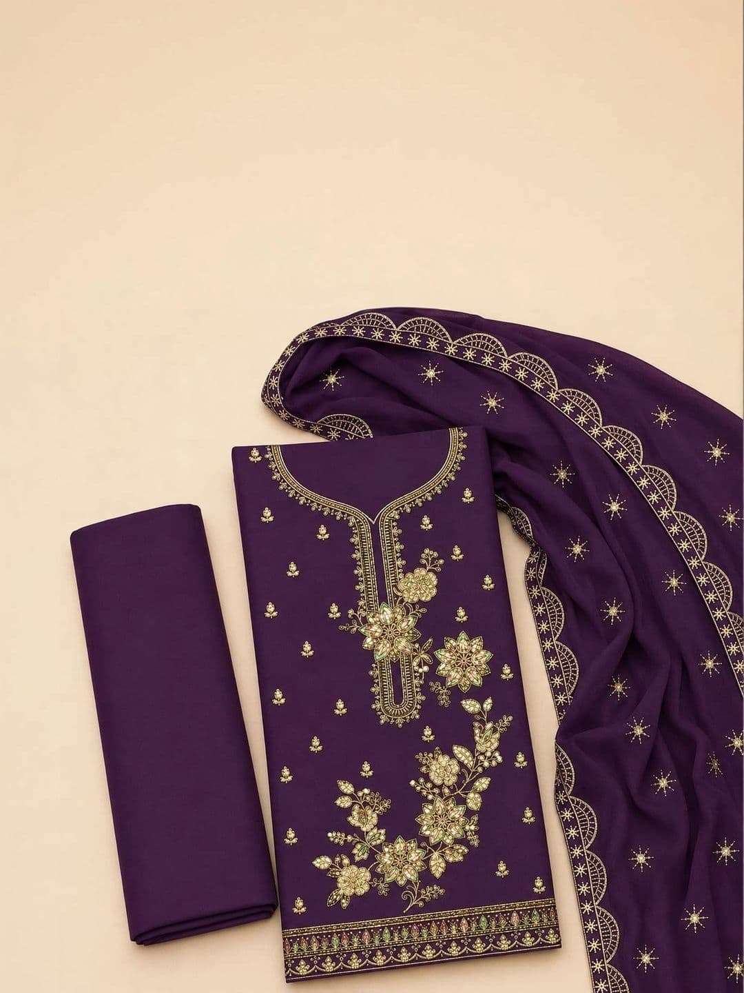 BHAIRAV TEX Embroidered Unstitched Dress Material thumbnail 2
