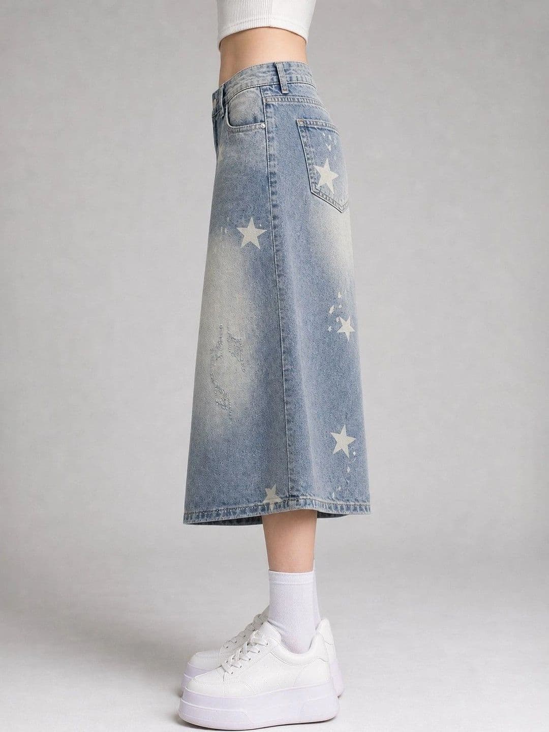 Suo Women Wide Leg Low-Rise Low Distress Printed Jeans thumbnail 6