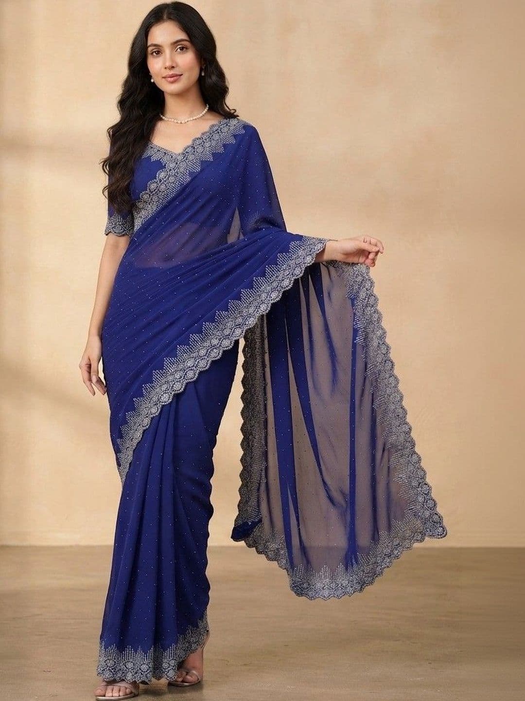 SmileyFashion Pure Georgette Saree - view 1