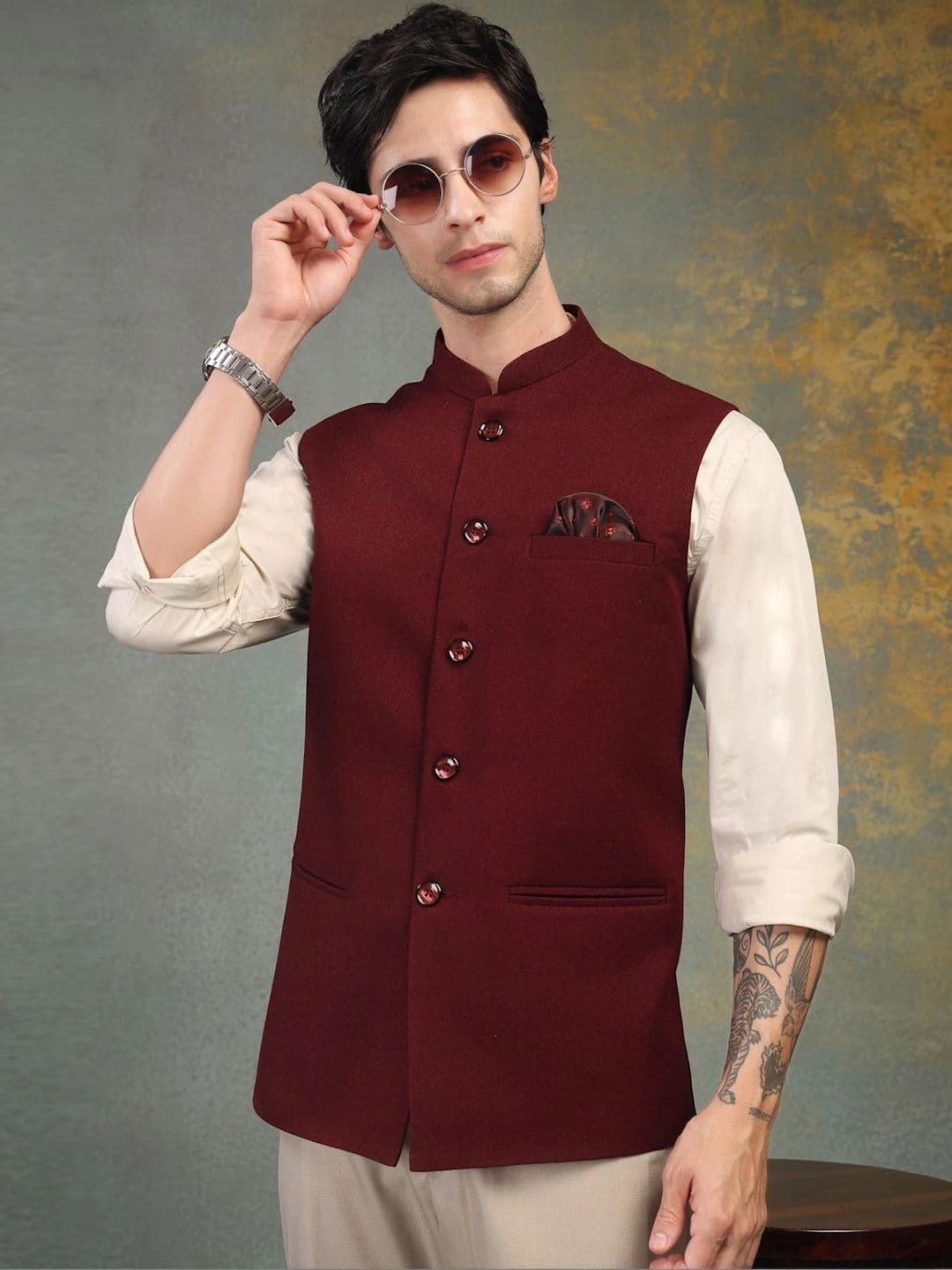 Badoliya & Sons Pure Wool Woven Nehru Jackets - view 1
